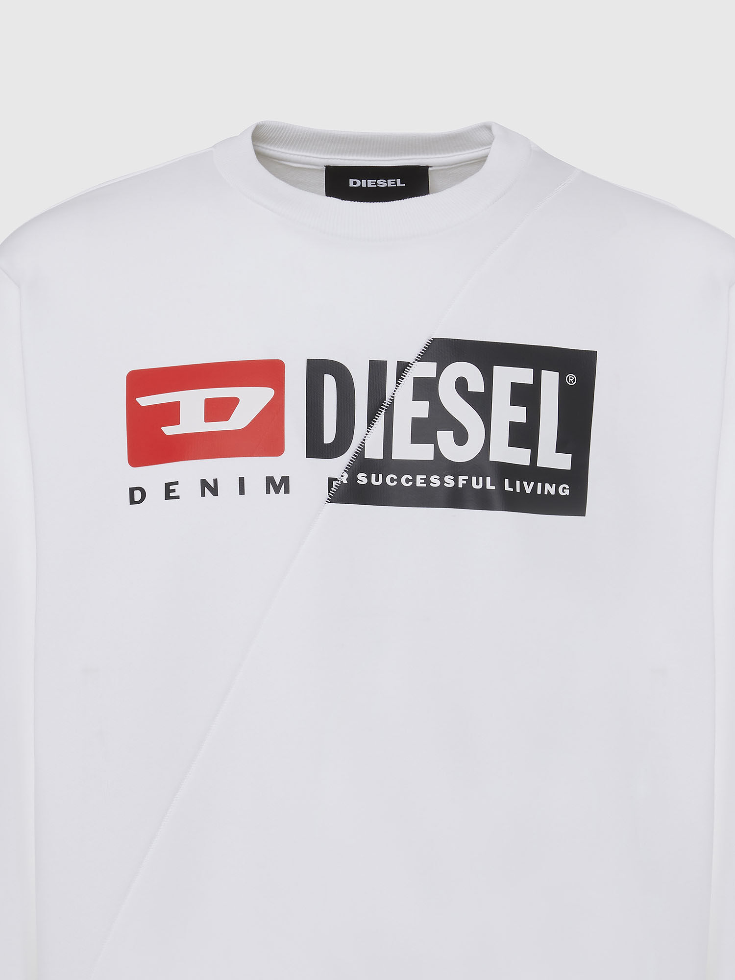 Diesel - S-GIRK-CUTY, Herren Sweatshirt mit kombinierten Logos in Weiß - 4