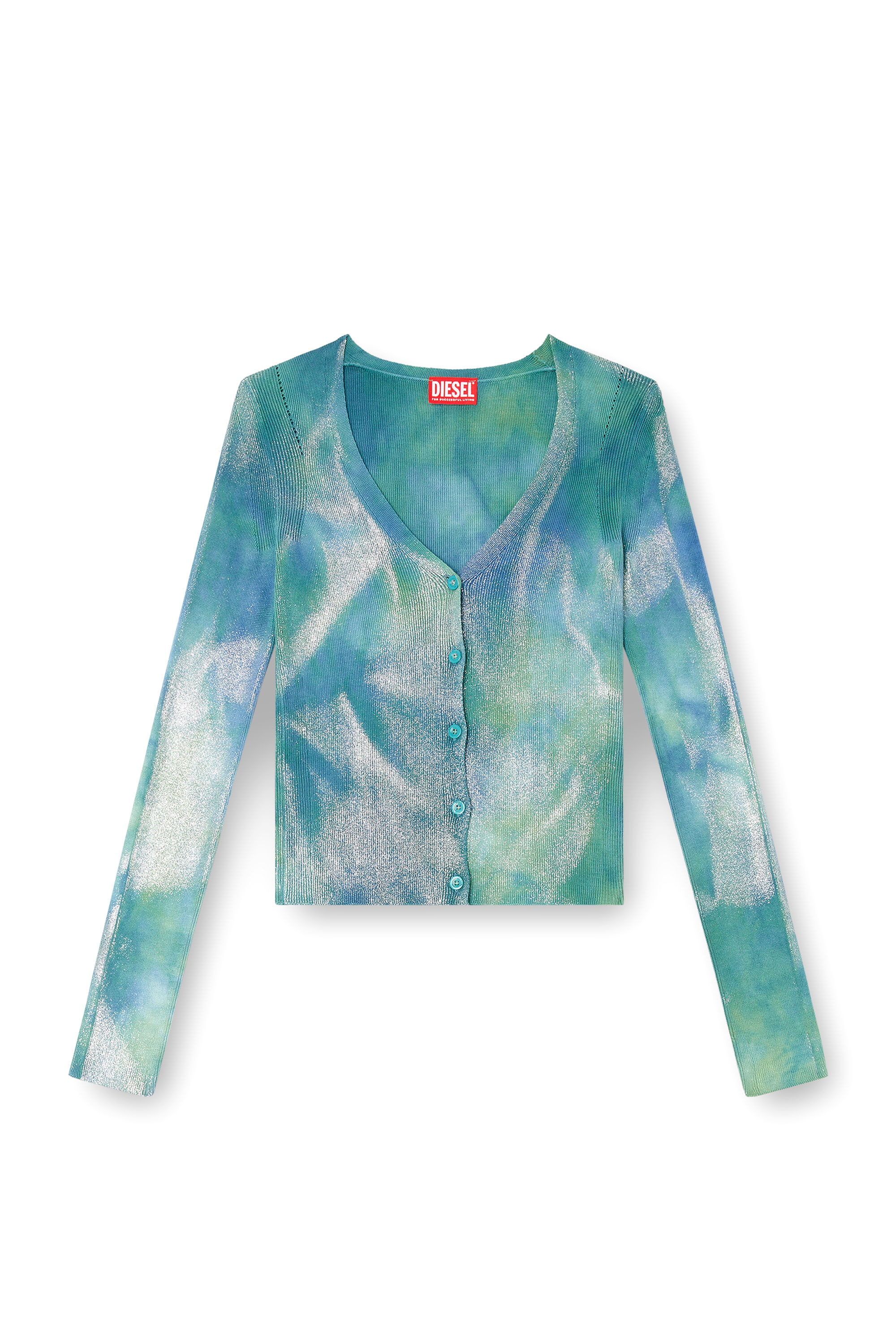 Diesel - M-ISOTTA, Damen Cardigan aus solarisiertem Metallic-Strick in Azurblau - 2