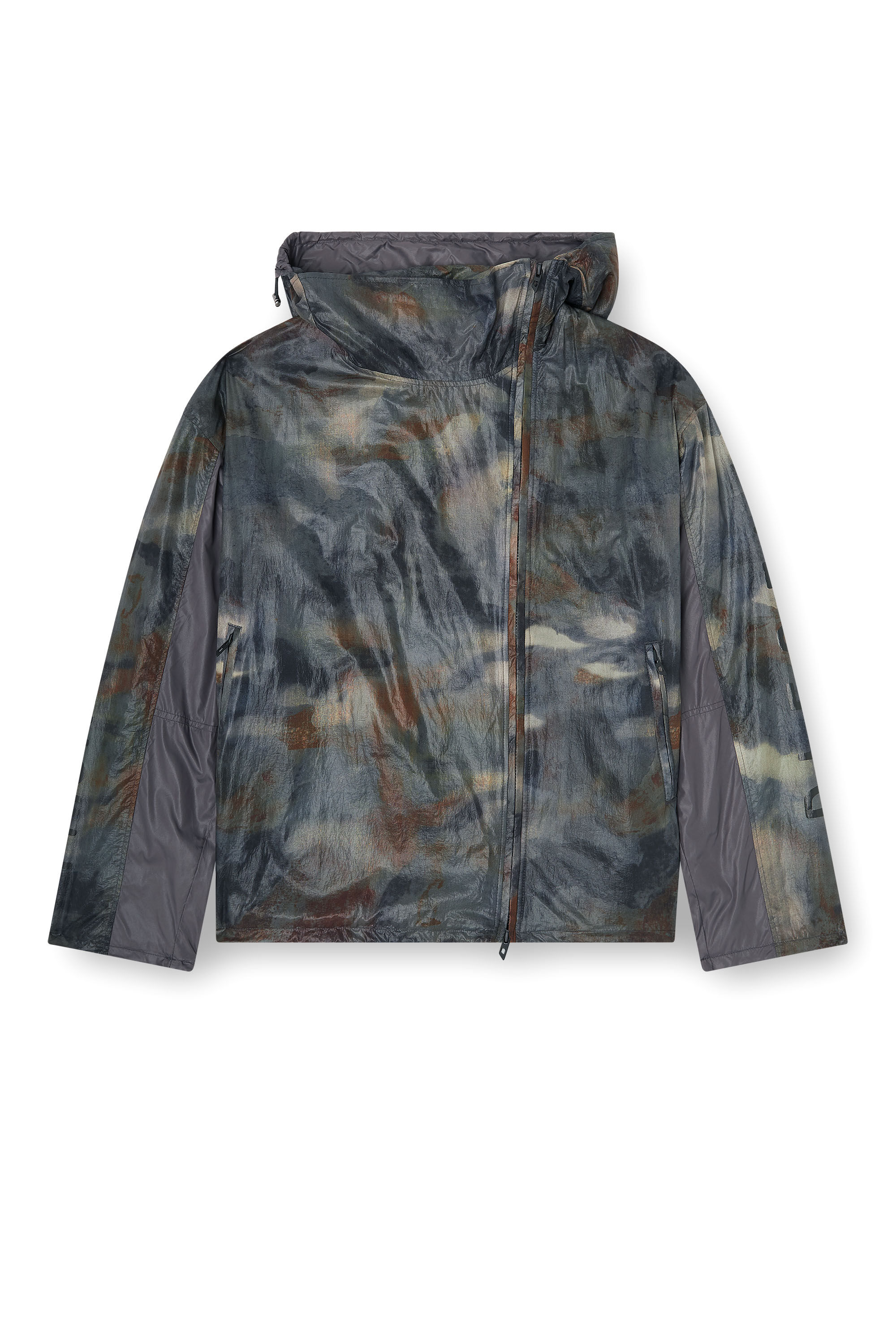 Diesel - J-SQUAD-BMCX, Herren Windbreaker mit abstraktem Print in Blau/Braun - 2