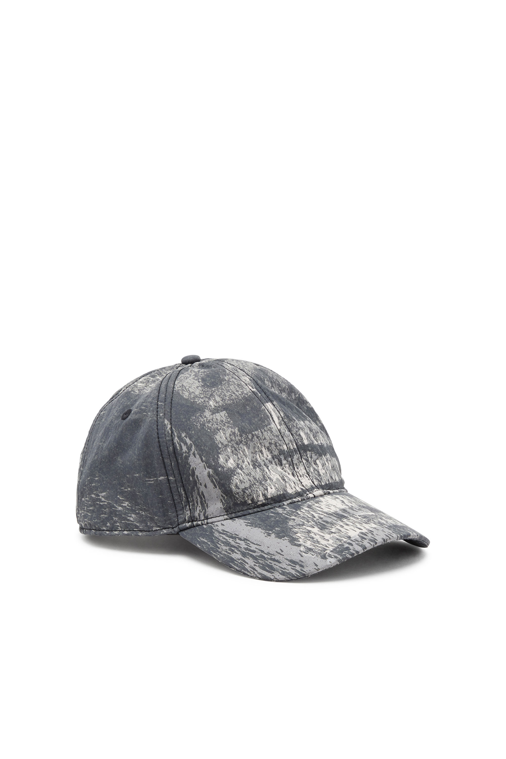 Diesel - C-REMEY, Man's Wrinkled nylon cap with rain-camo print in Black/Grey - 1