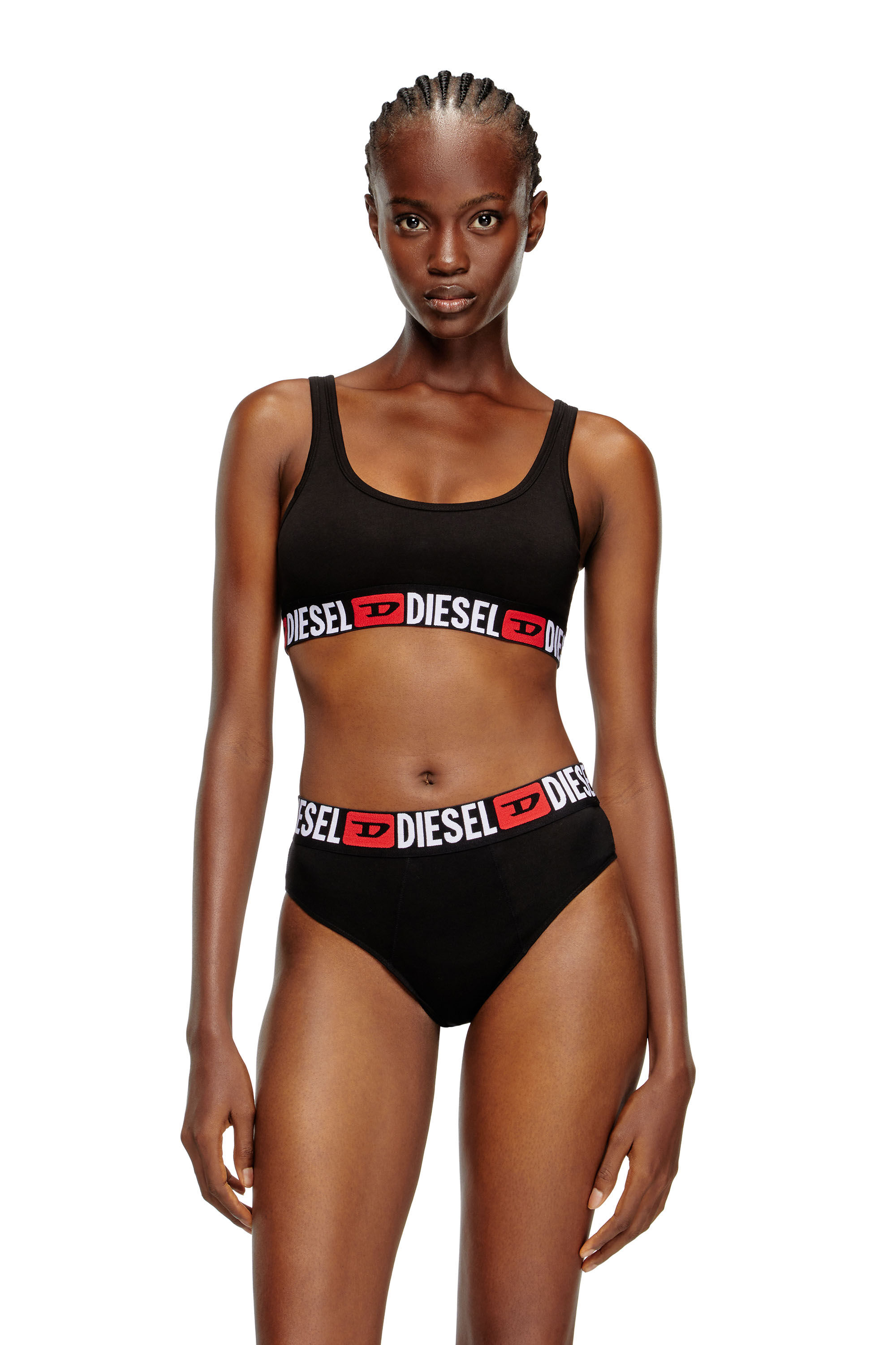 Diesel - UFSB-ORIBA, Damen Bralette mit Logoband in Schwarz - 3