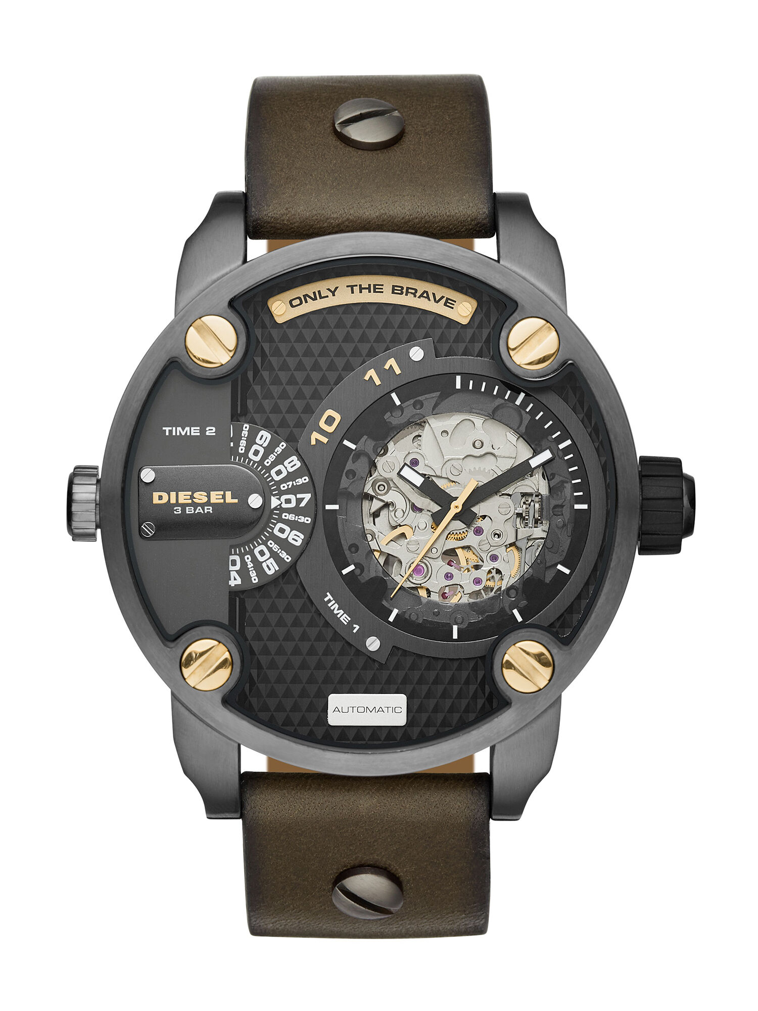 Diesel - DZ7364, Herren Olivfarbene Uhr mit metallgrauem Ziffernblatt, 51 mm in Dunkelbraun - 1