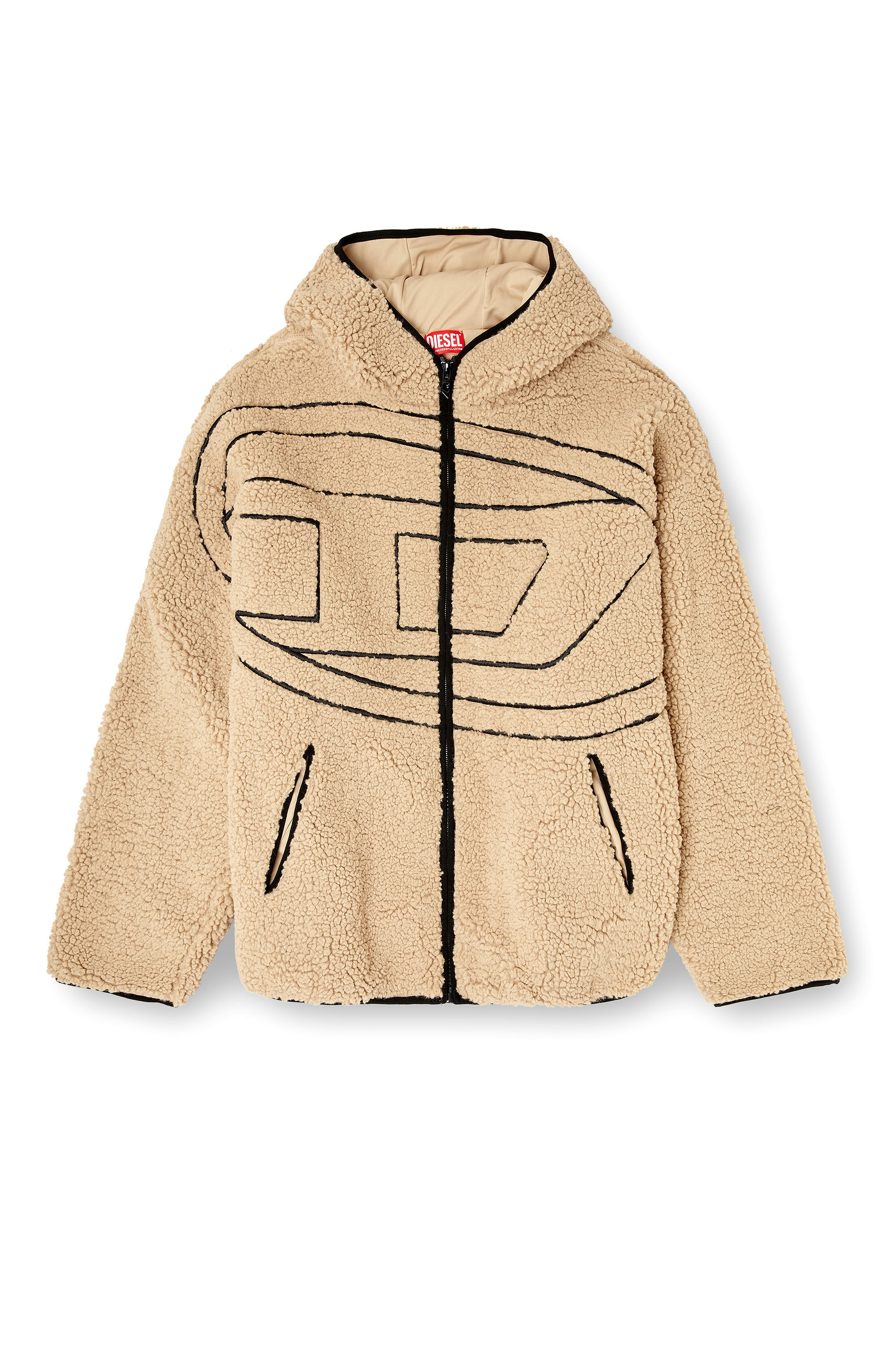 Diesel - S-ZAT, Herren Teddy-Kapuzenpullover in Beige - 2