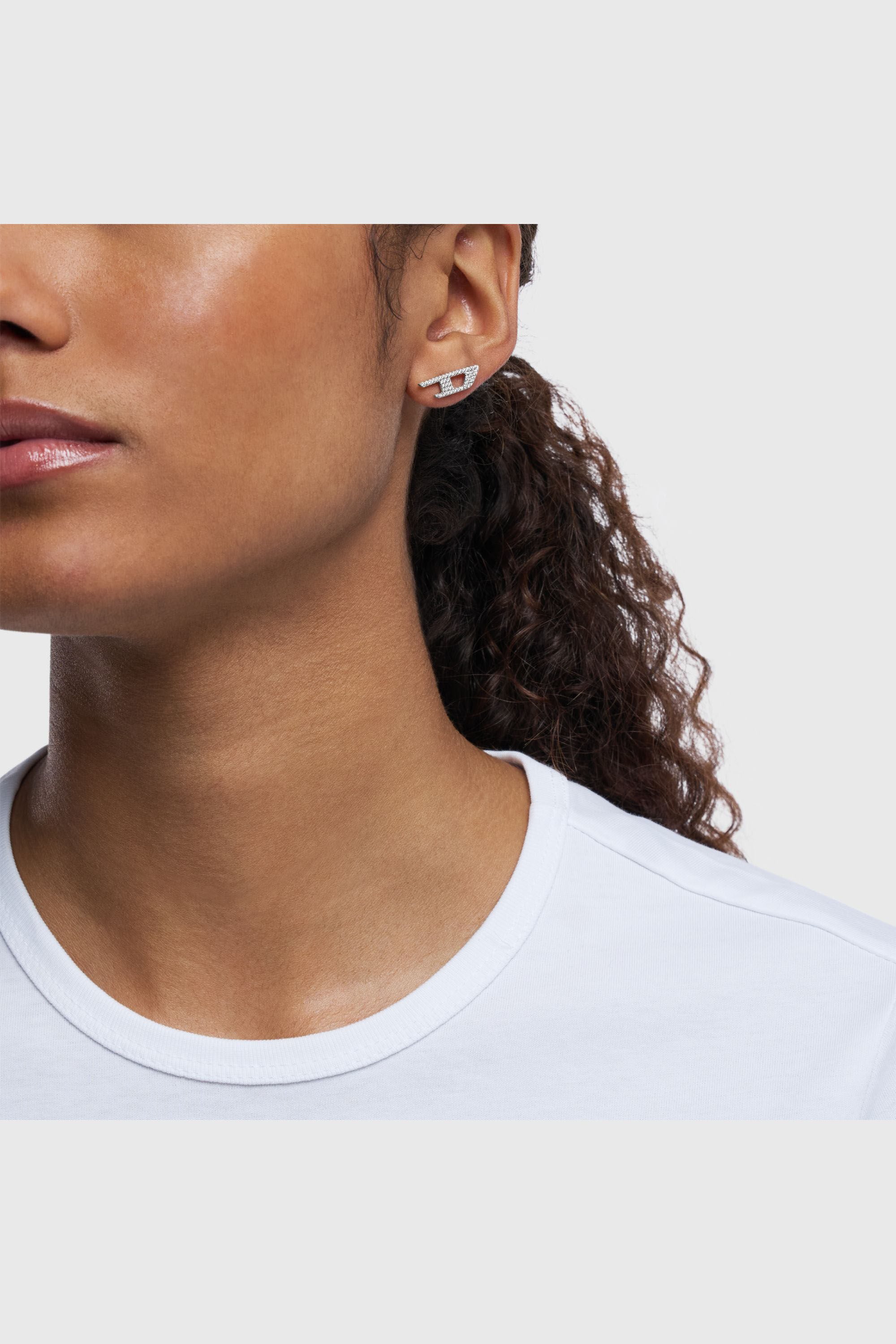 Diesel - DX1630040 JEWELLERY, Unisex Steckerohrring aus Edelstahl mit Glitzereffekt in Silber - 3