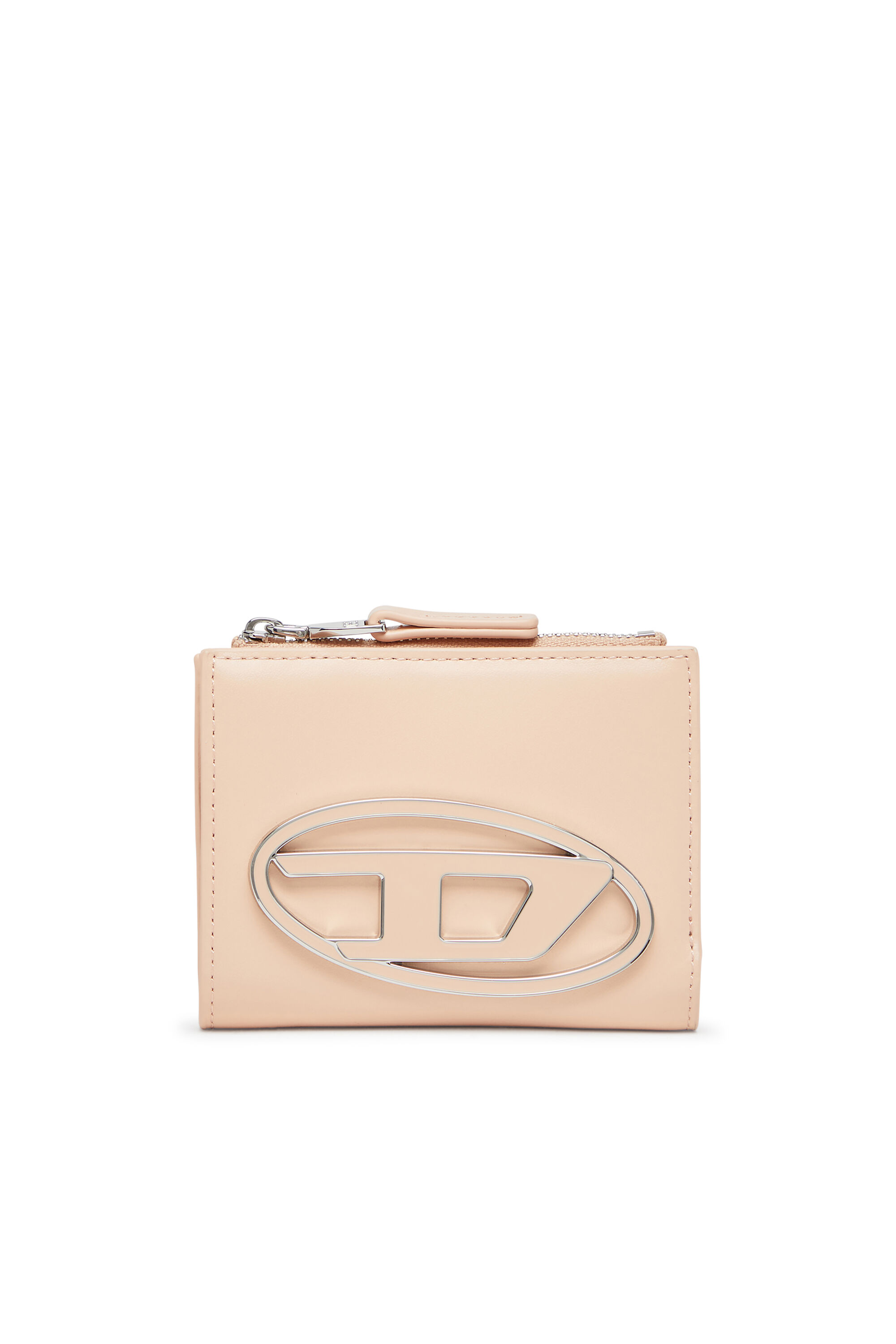 Diesel - 1DR BI-FOLD ZIP II, Damen Kleines Portemonnaie aus Leder mit Logo-Plakette in Fleischfarben - 1