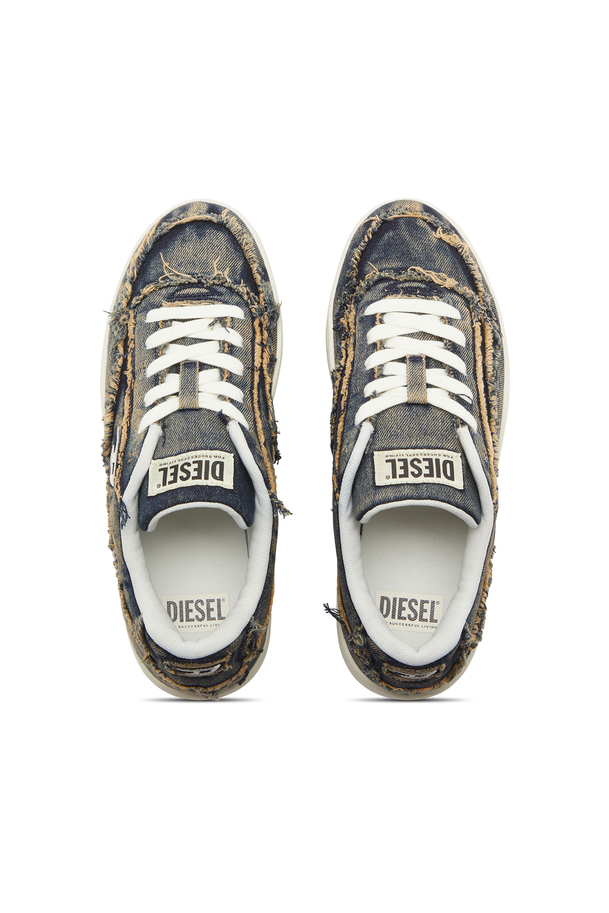 Diesel - S-TRACKER-D LOW, Herren S-Tracker-D-Ausgefranste Sneakers aus Denim mit transparenter Sohle in Blau - 4