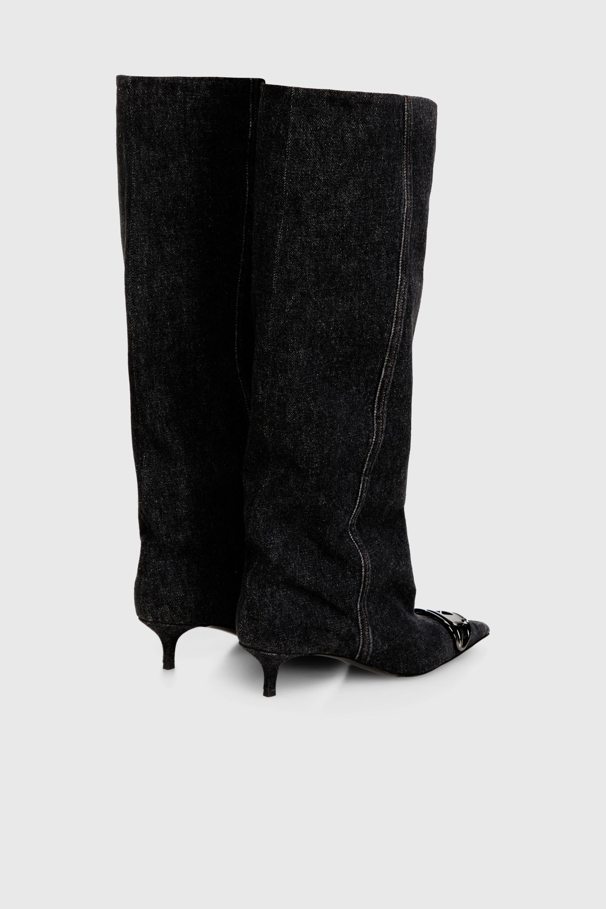 Diesel - D-VENUS KB SLOUCHY, Woman's D-Venus-Slouchy knee-high boot in denim in Black - 3