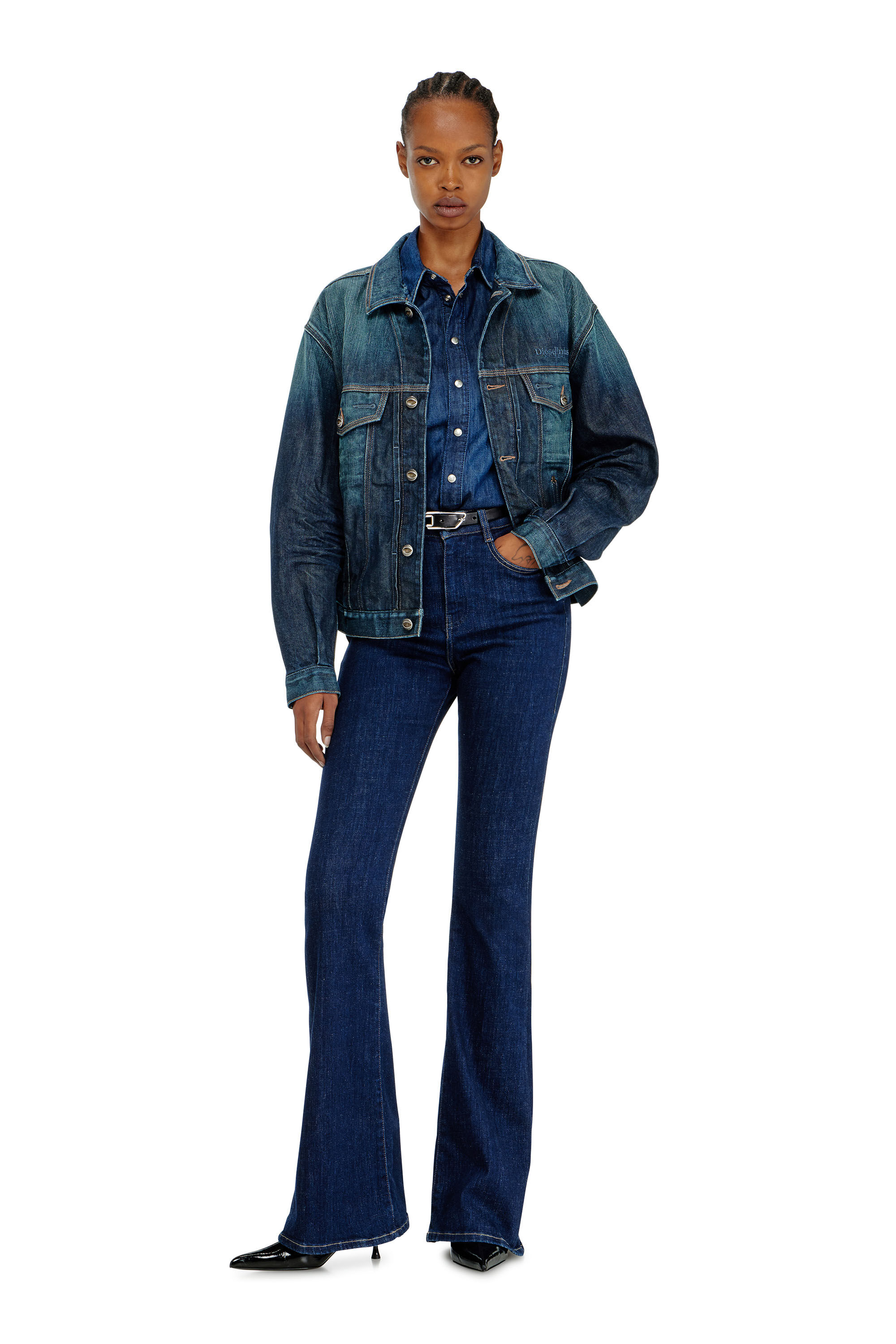 Diesel - D-DENVER-CL, Unisex's Trucker jacket in selvedge denim in Medium blue - 7
