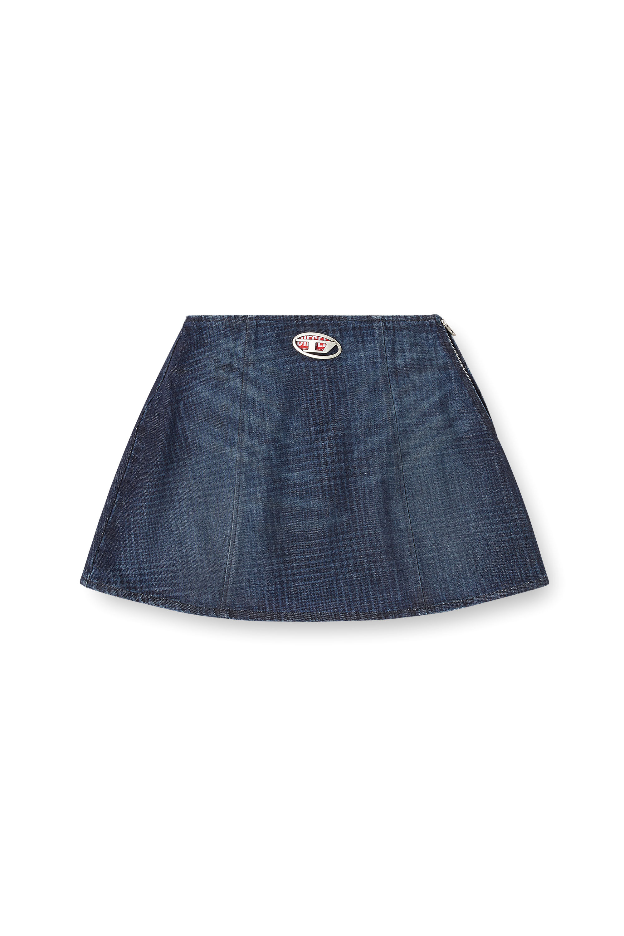 Diesel - DE-SWENY-S1, Damen Minirock aus Prince-of-Wales-Denim in Blau - 2