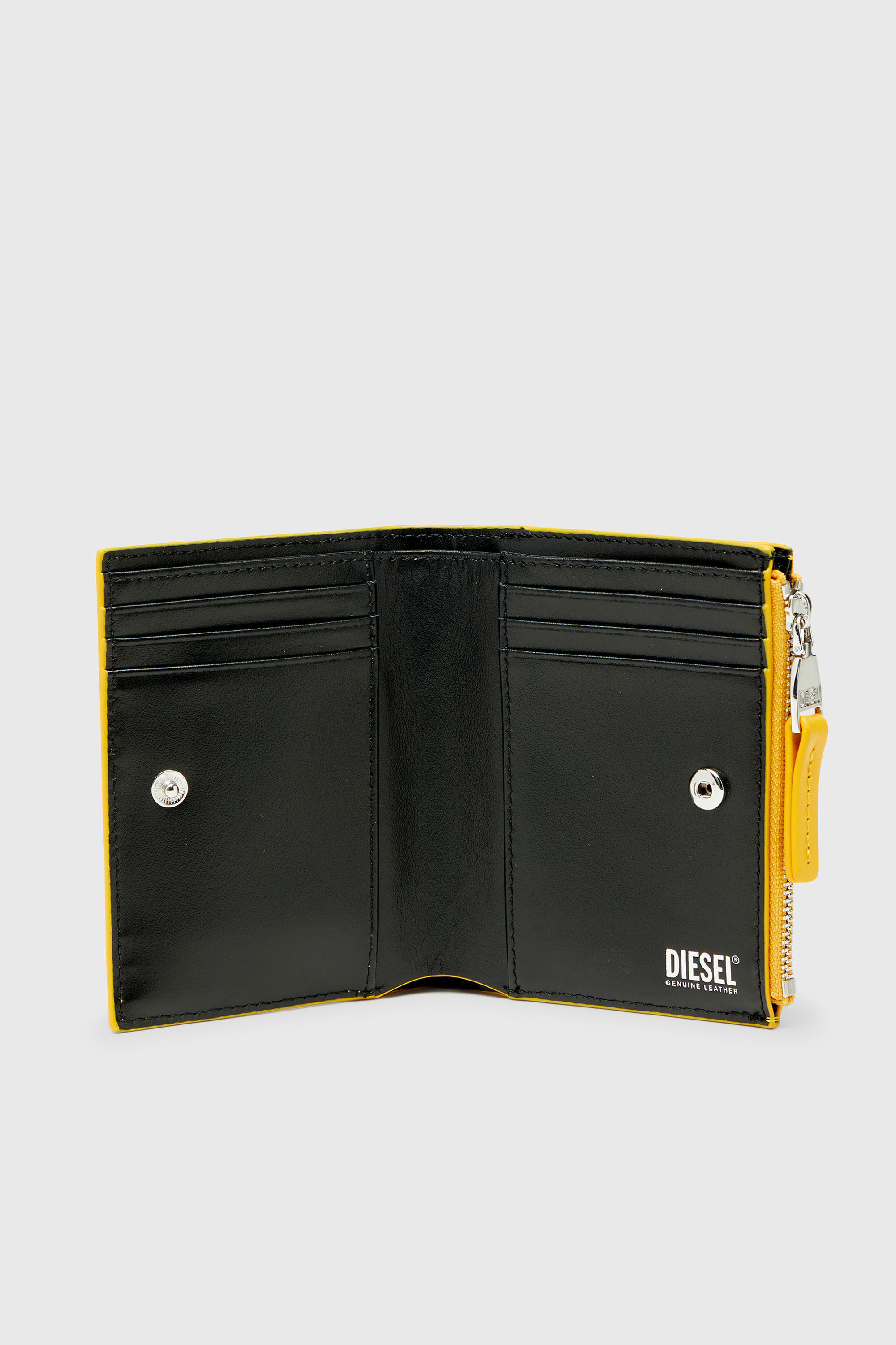 Diesel - 1DR BI-FOLD ZIP II, Damen Kleines Faltportemonnaie aus Leder in Gelb - 3