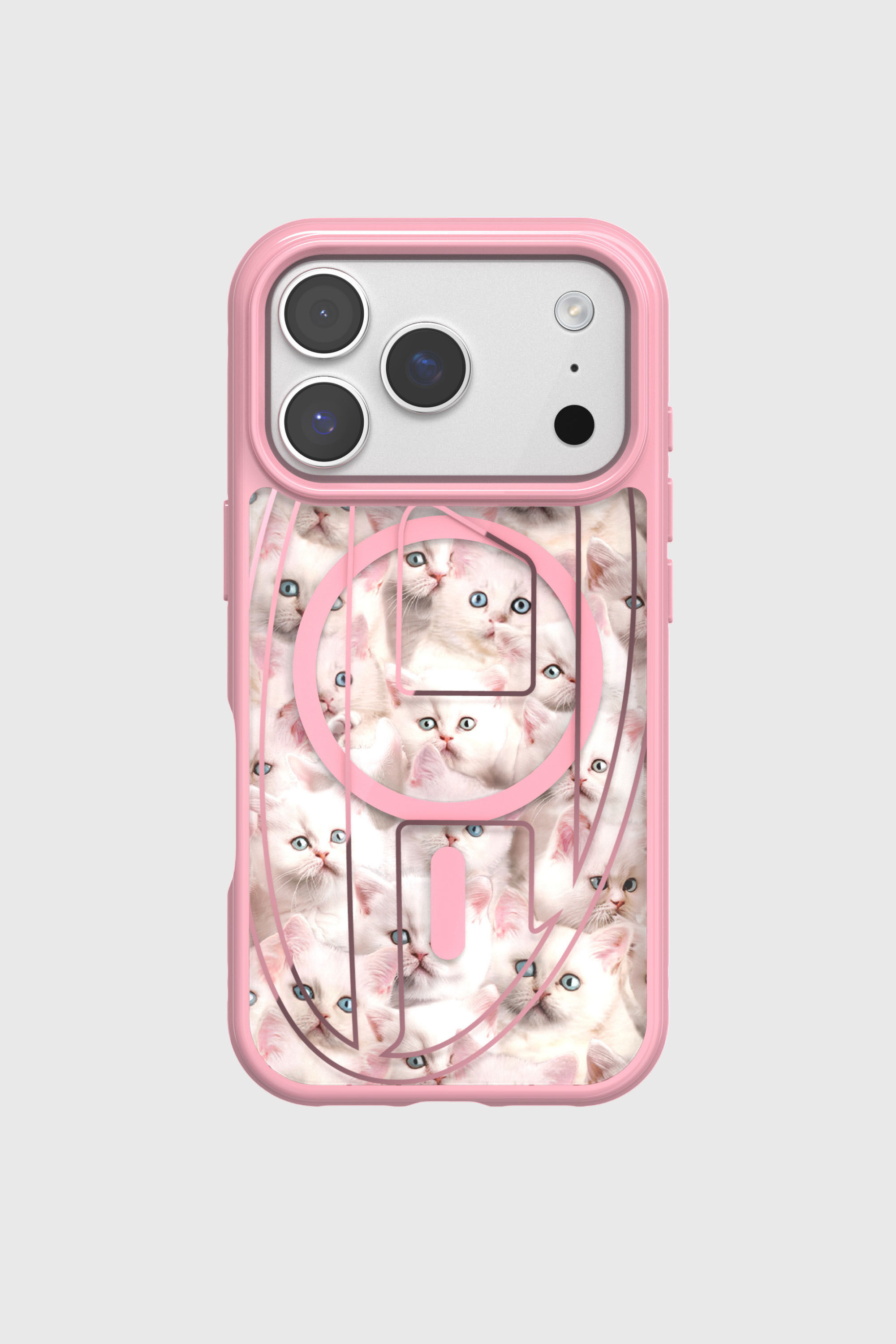 Women's Oval D cats case with magsafe for iPhone 17 Pro | Pink