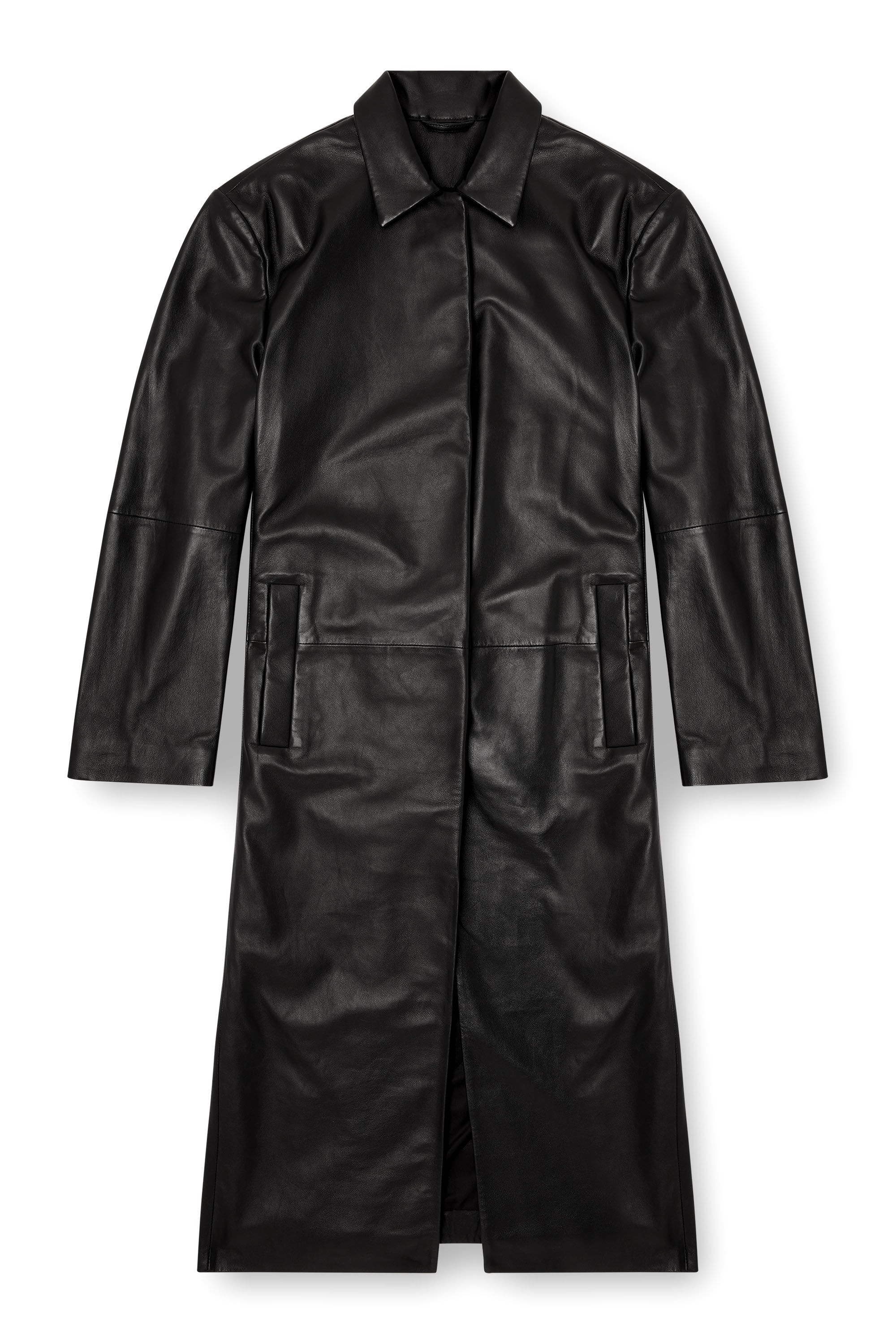 Diesel - L-ANCELOT, Damen Langer gepolsterter Mantel aus Leder in Schwarz - 2