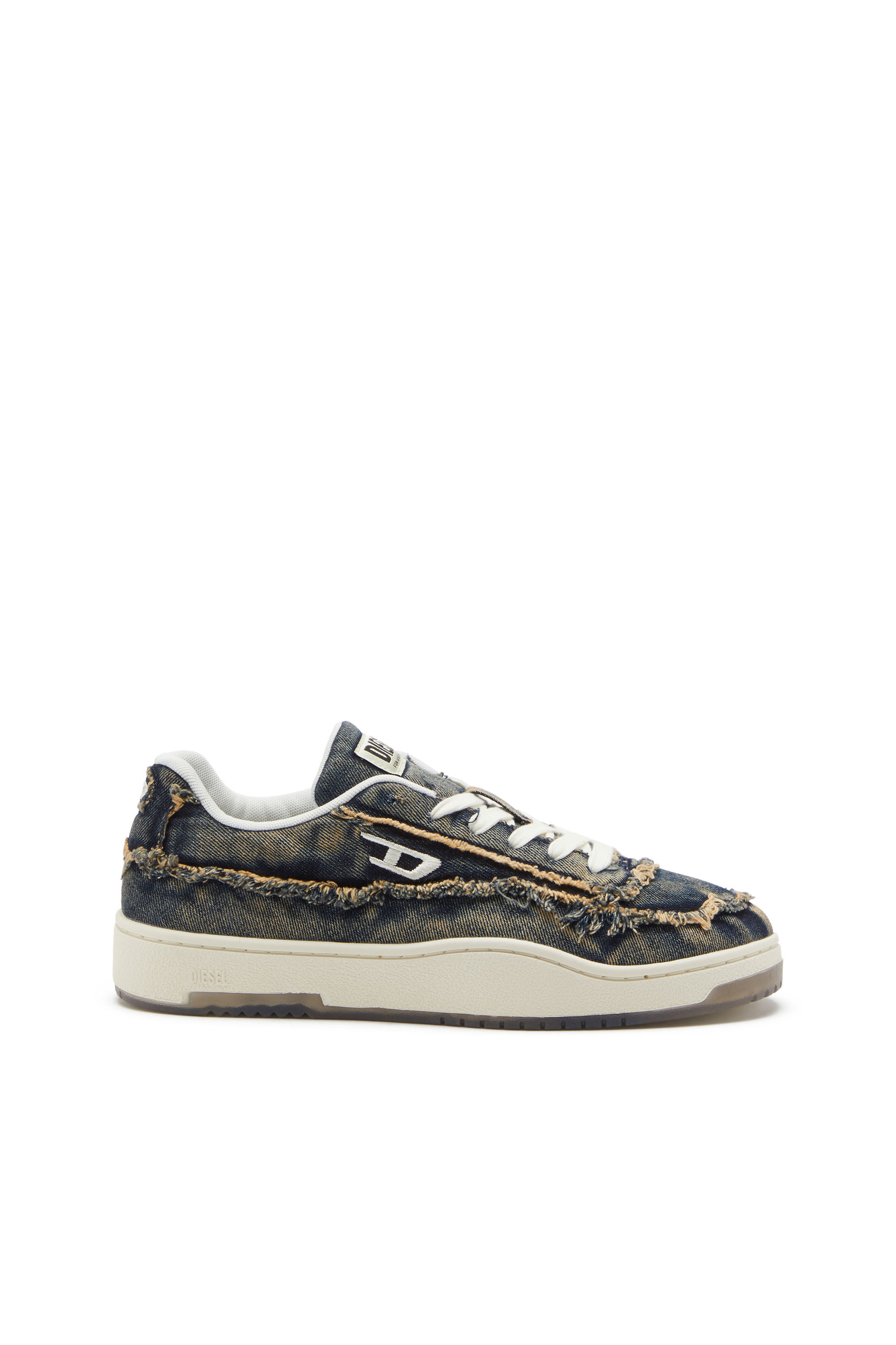Diesel - S-TRACKER-D LOW, Herren S-Tracker-D-Ausgefranste Sneakers aus Denim mit transparenter Sohle in Blau - 1