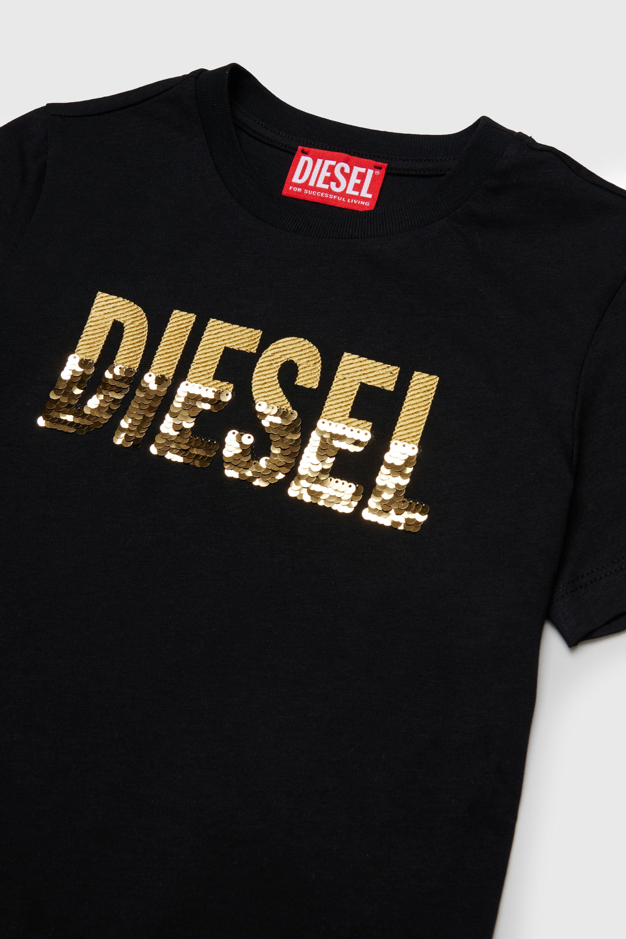 Diesel - TPALLY, Damen Baumwoll-T-Shirt mit Pailletten-Logo in Schwarz - 3