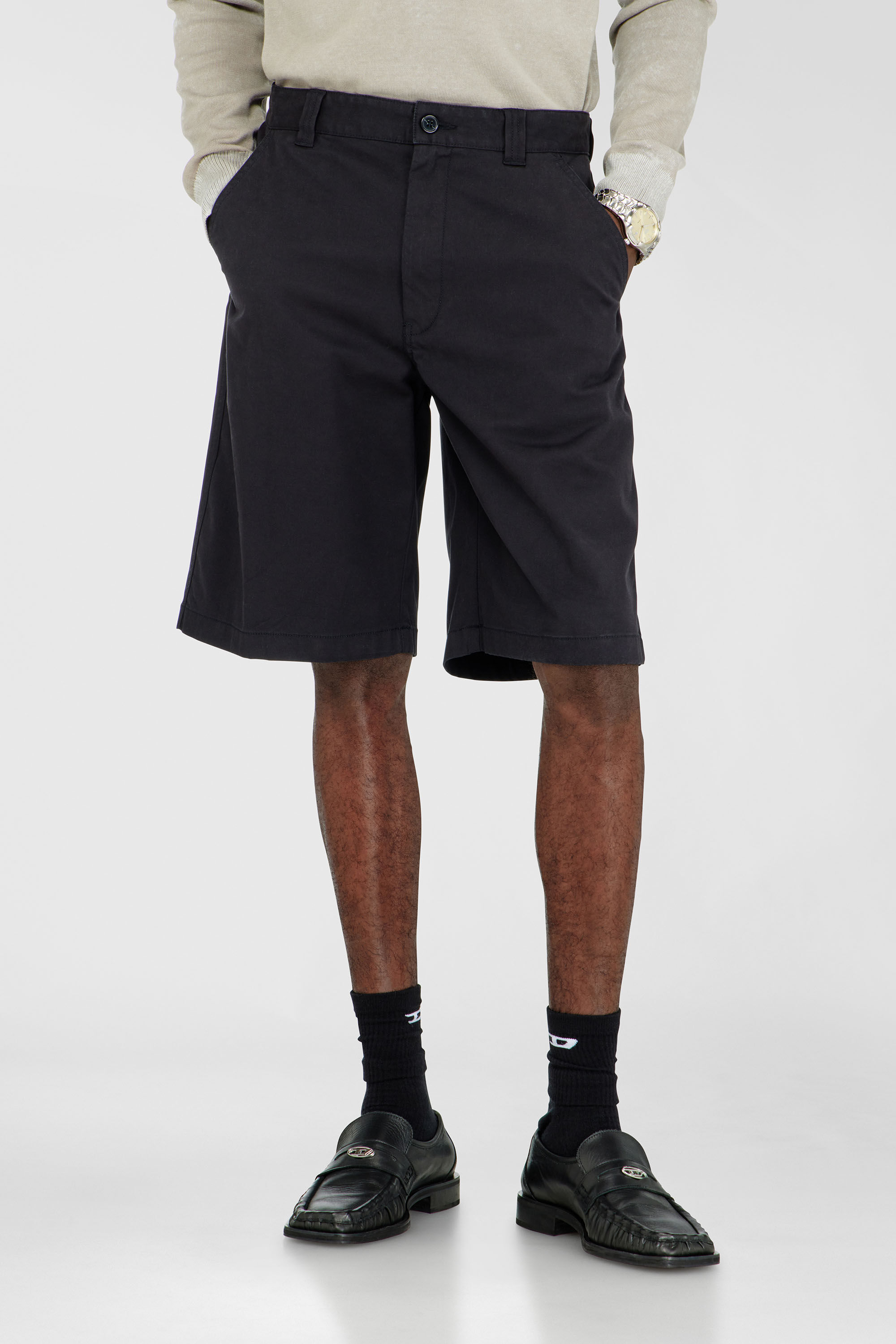 Diesel - P-HANT-CHINO-SHORT-EPCH, Herren Baumwollshorts mit Stonewash-Behandlung in Schwarz - 3