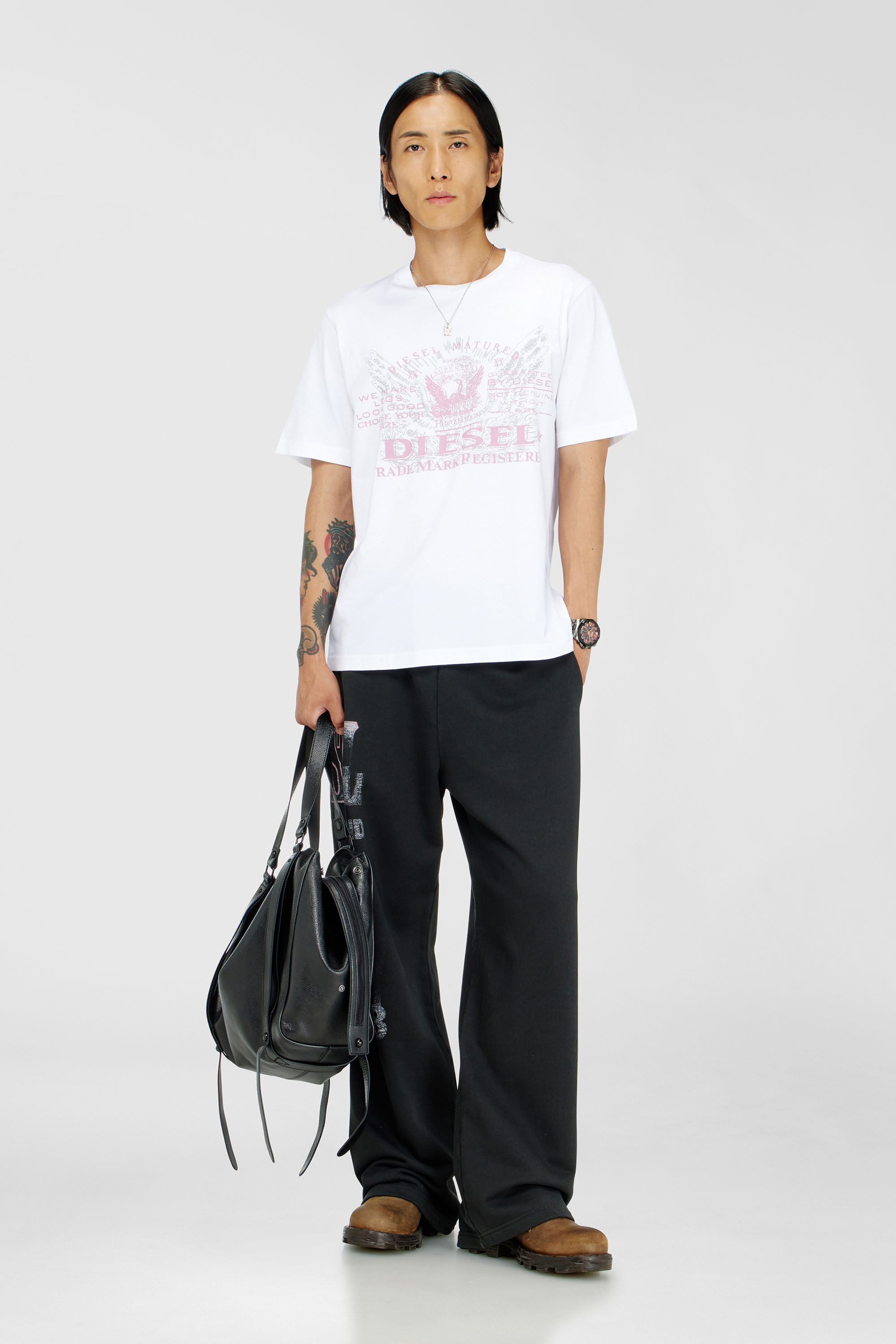Diesel - T-JUST-FENIX-T92, Herren T-Shirt aus Baumwolle mit Grafikprint in Wei&szlig; - 1