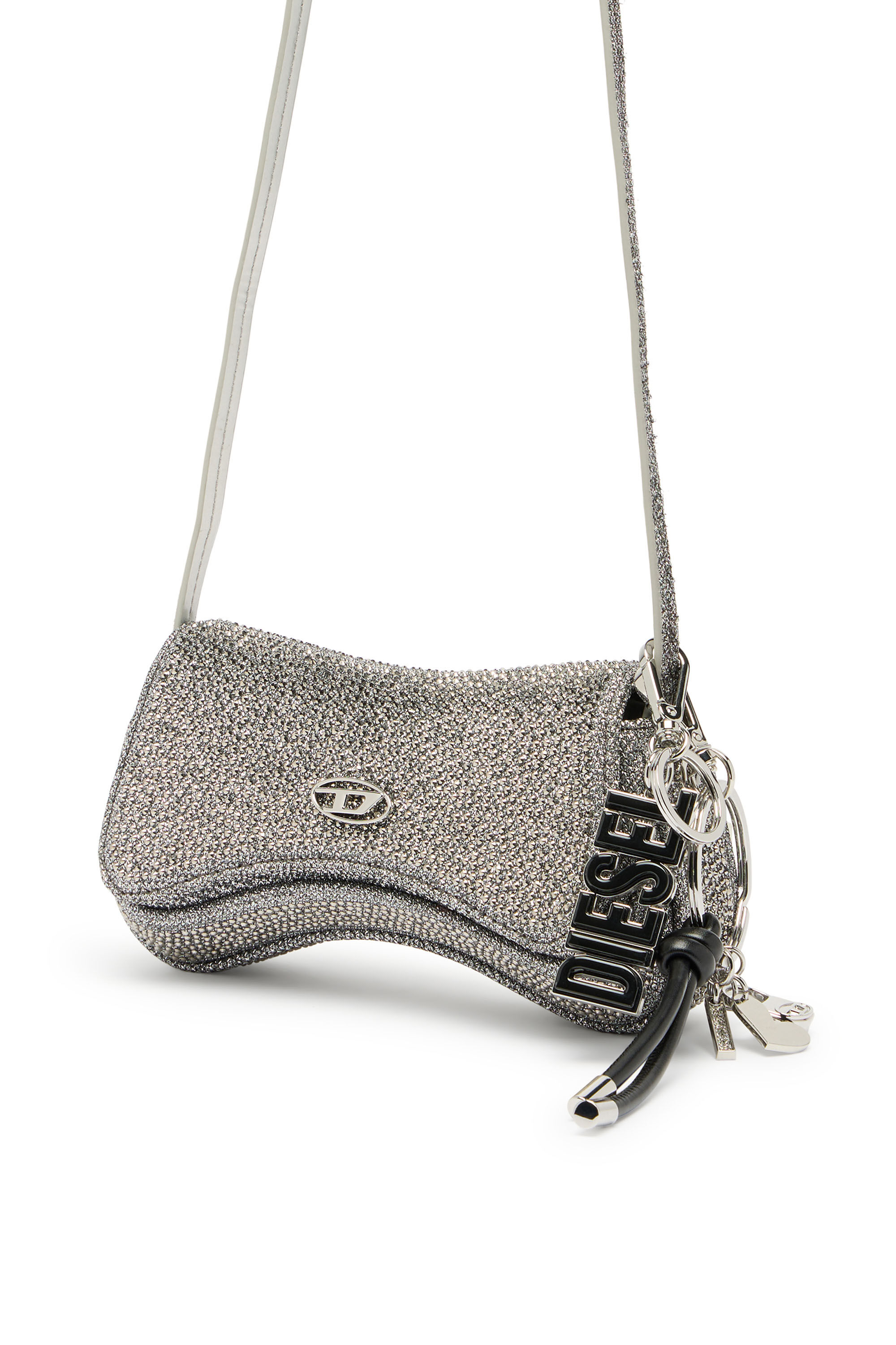 Diesel - PLAY CROSSBODY XS, Damen Play-Mini Crossbody-Tasche aus Crystal Lurex in Silber - 6