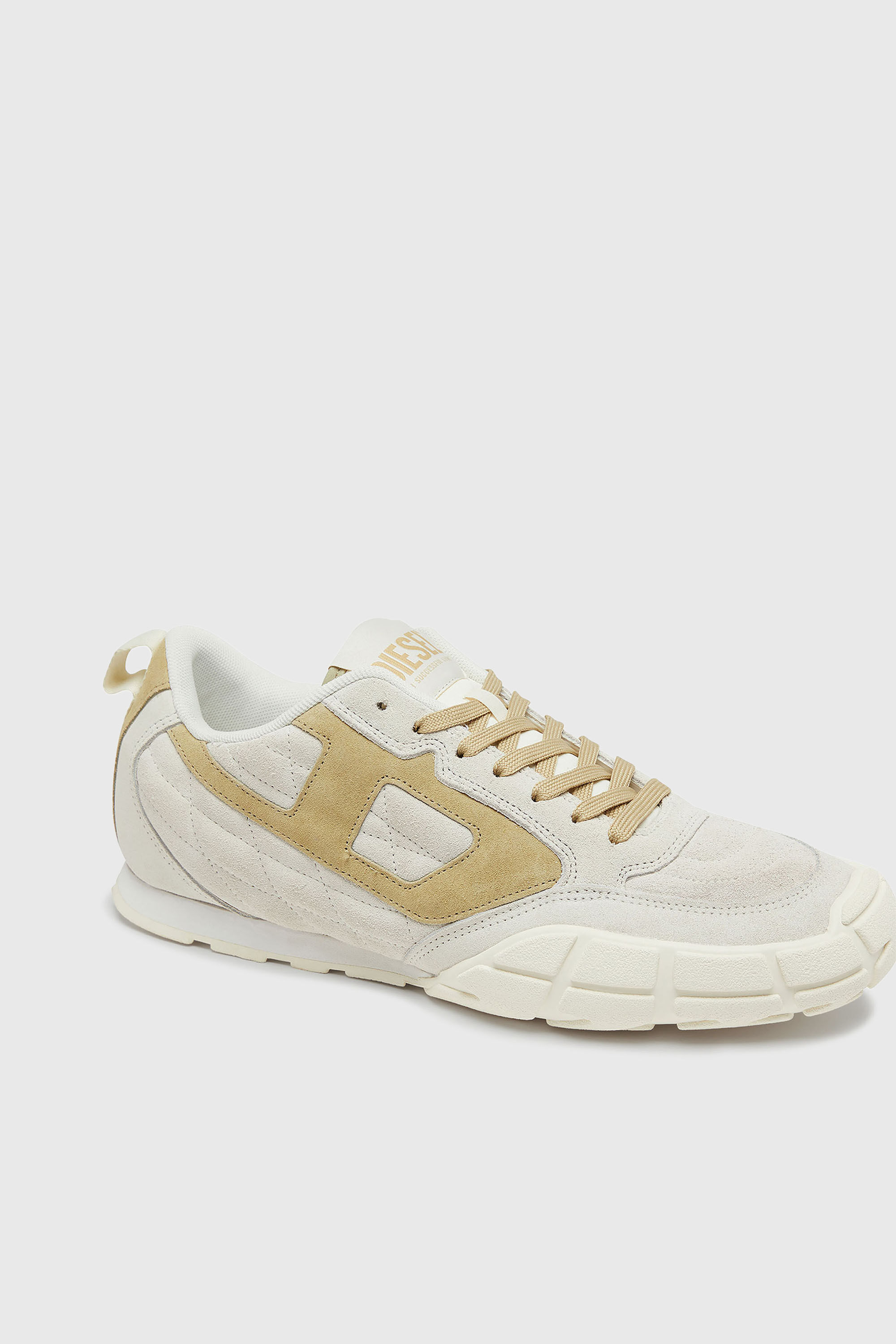 Diesel - S-PAGODHA LOW W, Damen S-Pagodha-Quilted Sneakers aus Veloursleder in Wei&szlig;/Braun - 6