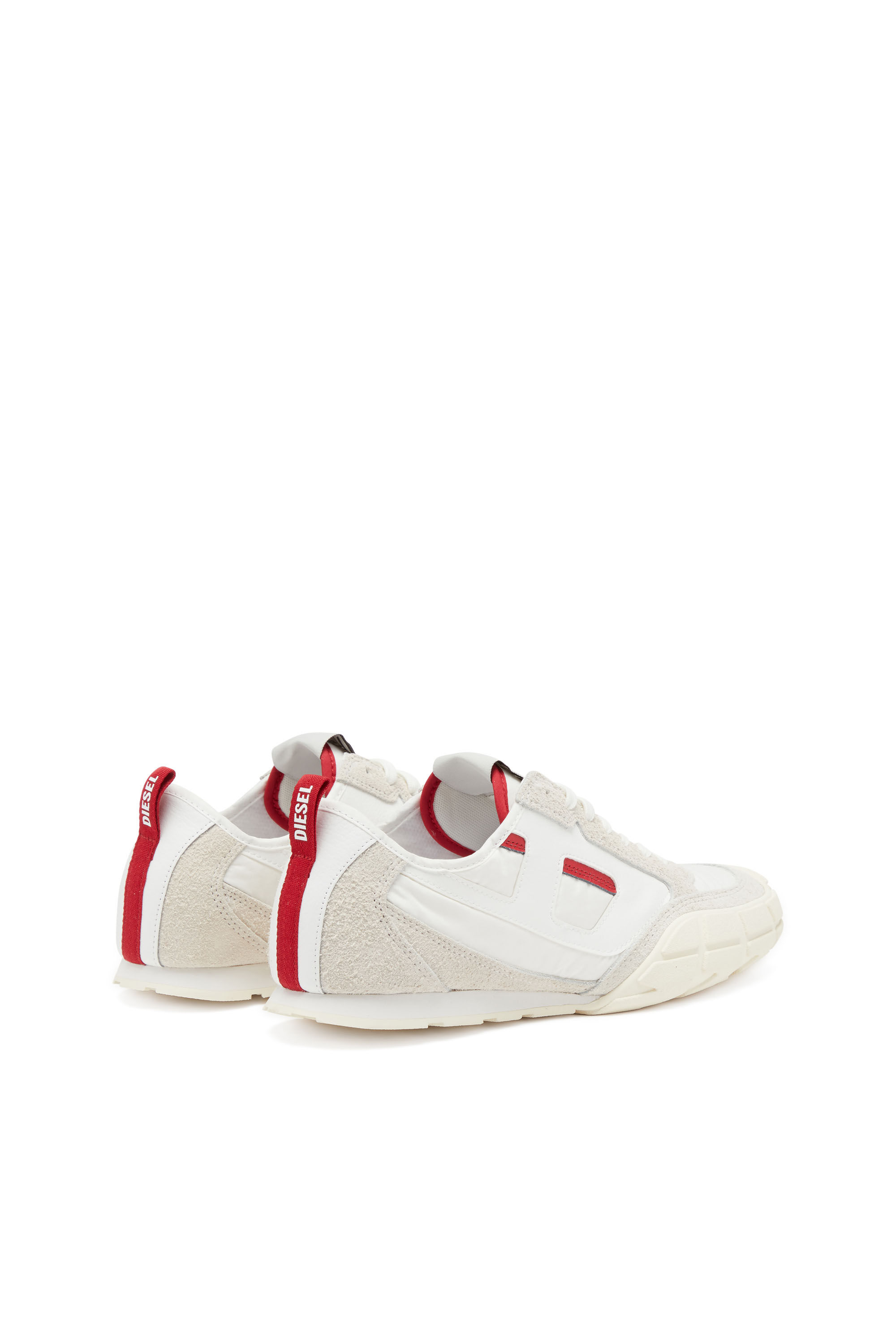 Diesel - S-PAGODHA LOW, Herren Sneakers aus Leder, Wildleder und Ripstop in Weiss/Rot - 3
