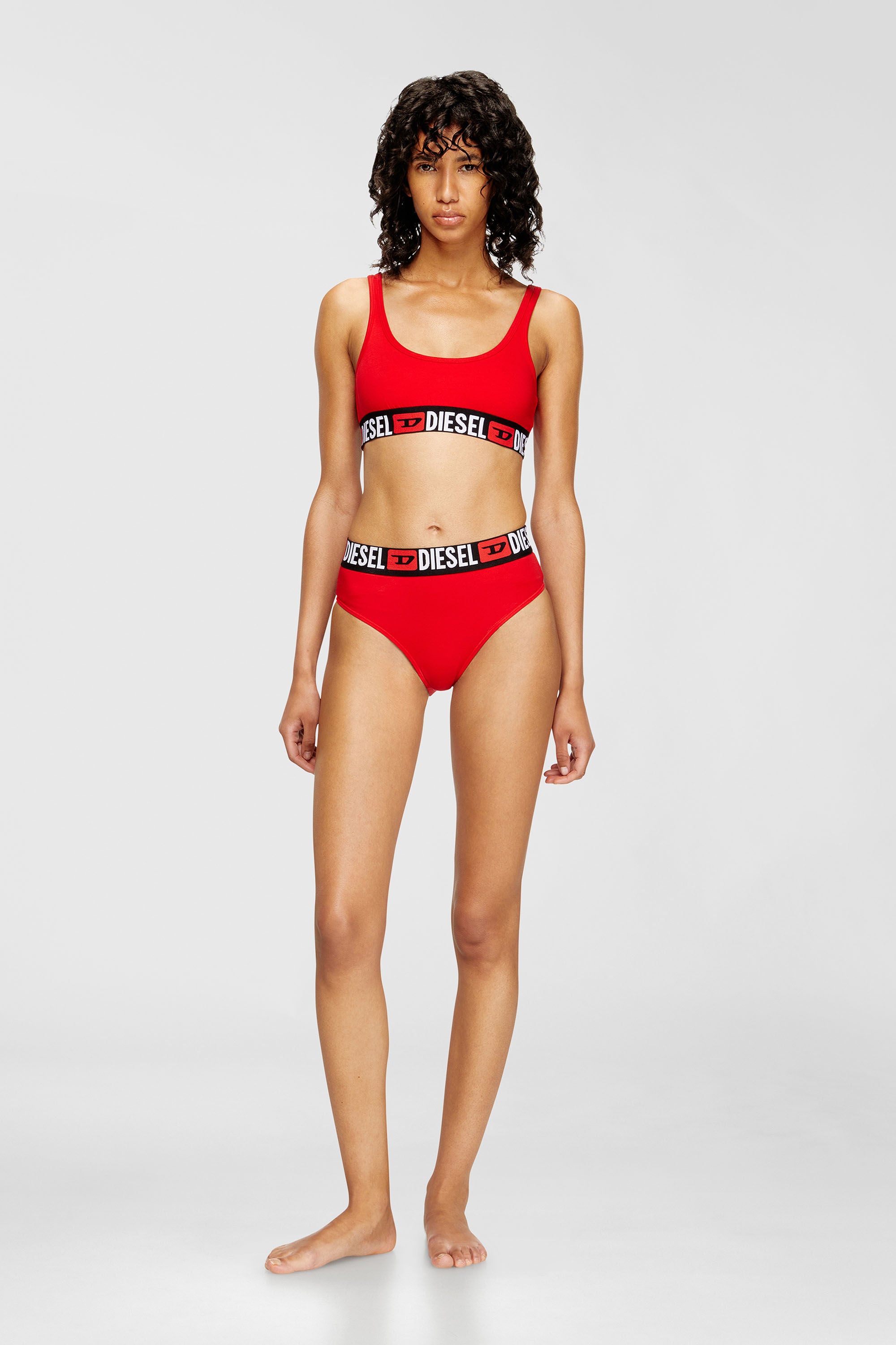 Diesel - UFSB-ORIBA, Damen Bralette mit Logoband in Rot - 1