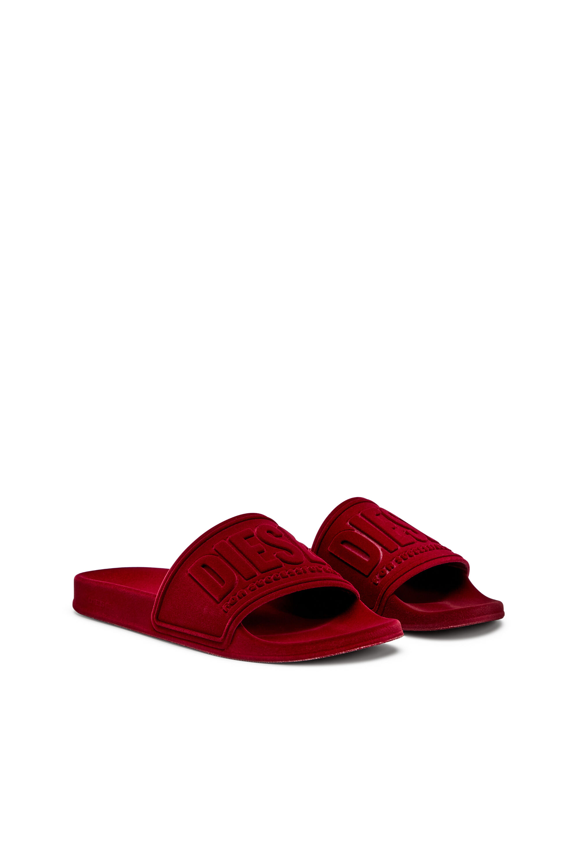 Diesel - SA-MAYEMI CC W, Damen Sa-Mayemi-Poolschlappen mit samtiger Beflockung in Rot - 2