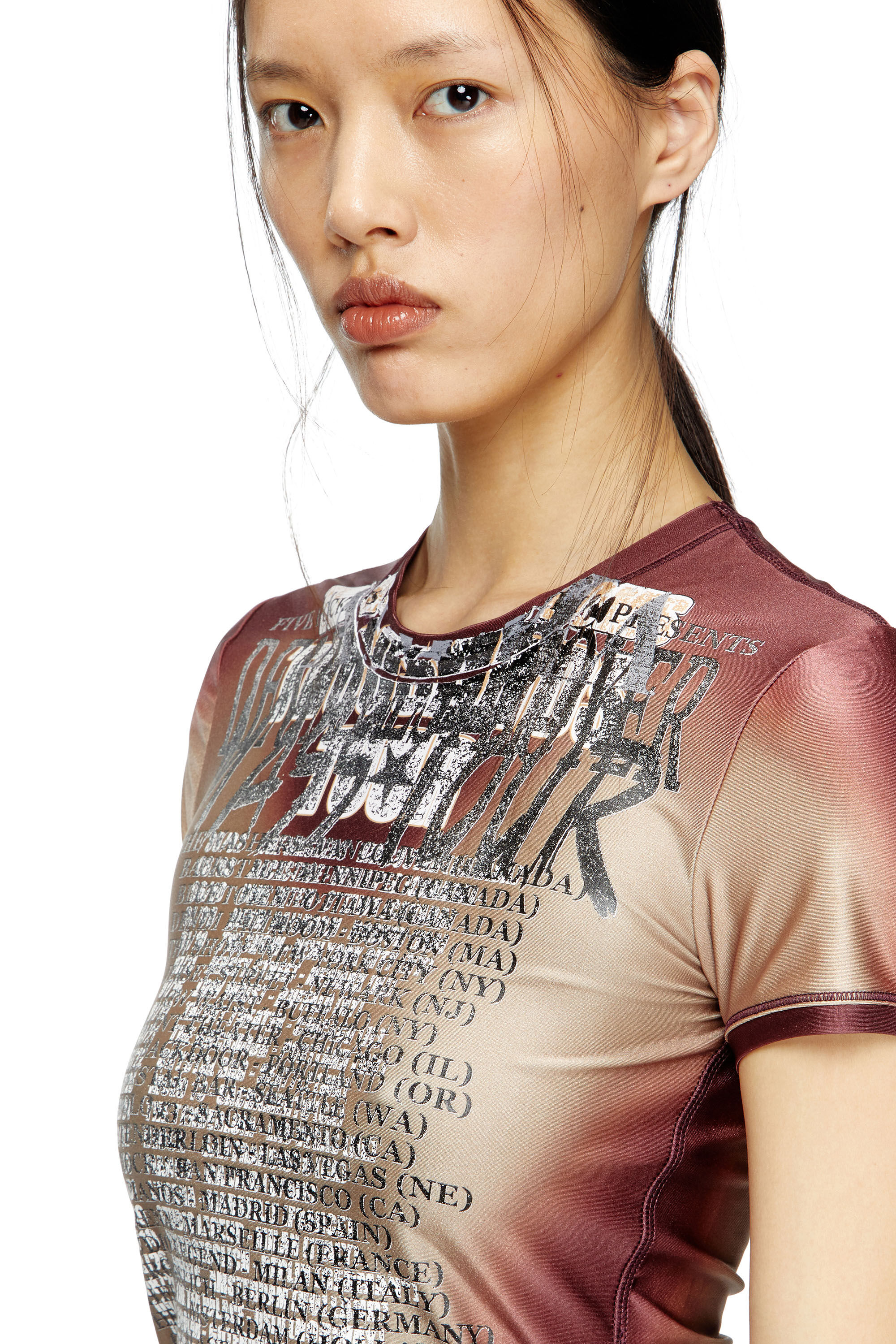 Diesel - T-KALYC, Damen Ärmelloses Oberteil mit Text-Print in Braun - 5