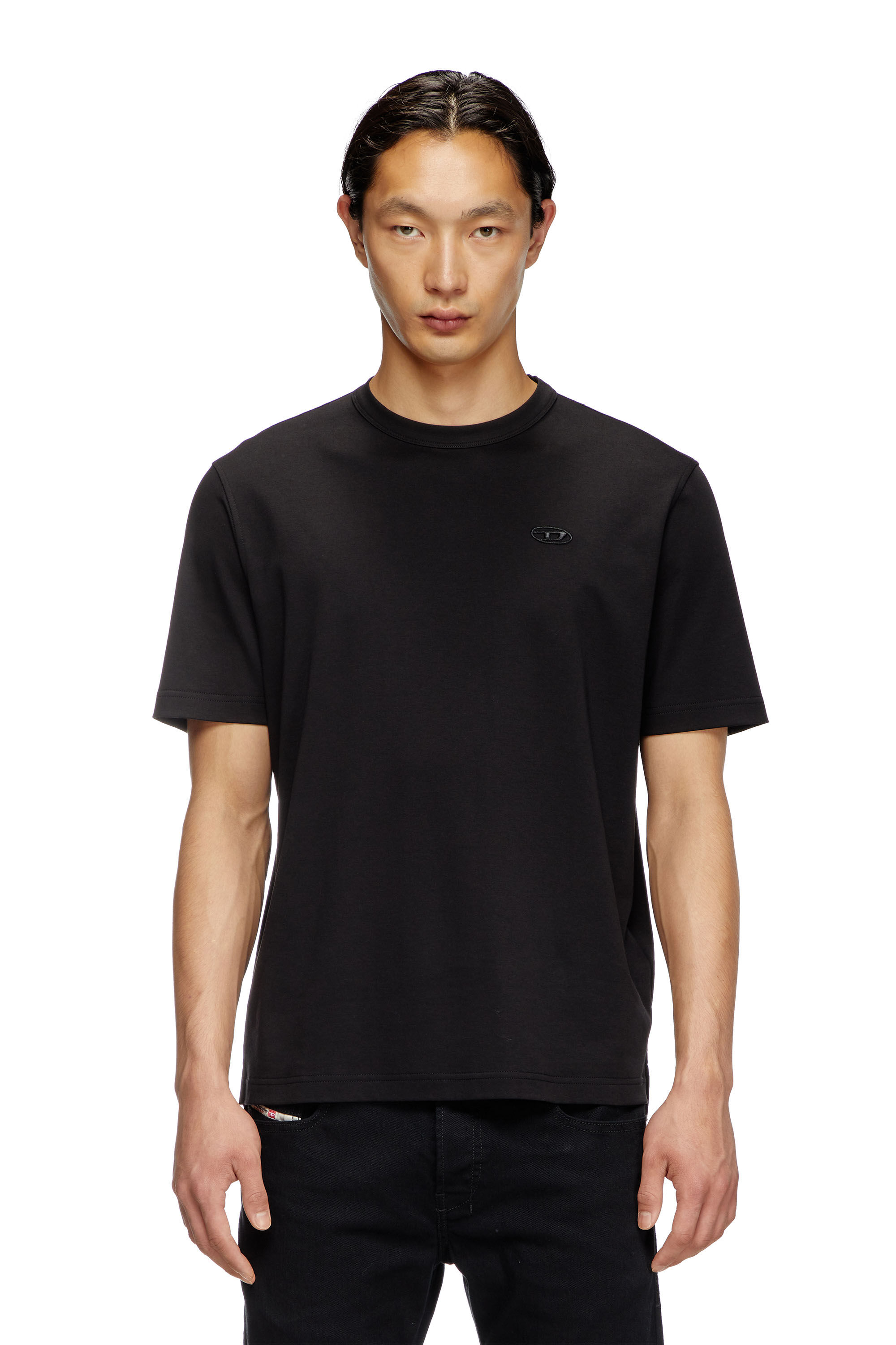 Diesel - T-ADJUST-SLITS-R17, Herren T-Shirt mit farblich abgestimmter Logo-Stickerei in Schwarz - 3
