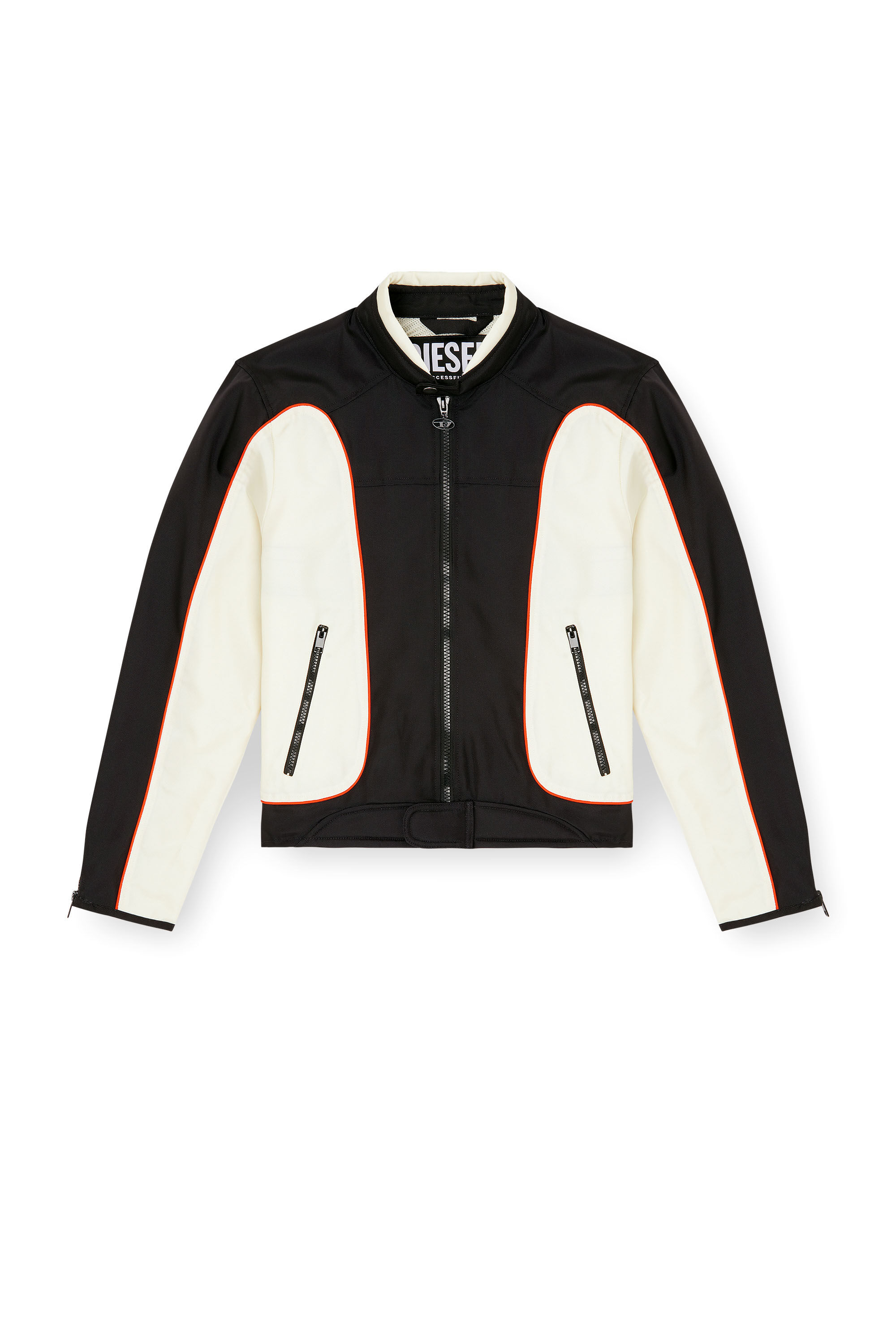 Diesel - J-BLINK-A, Herren Colour-Block-Biker-Jacke mit Paspelierung in Weiss/Schwarz - 2