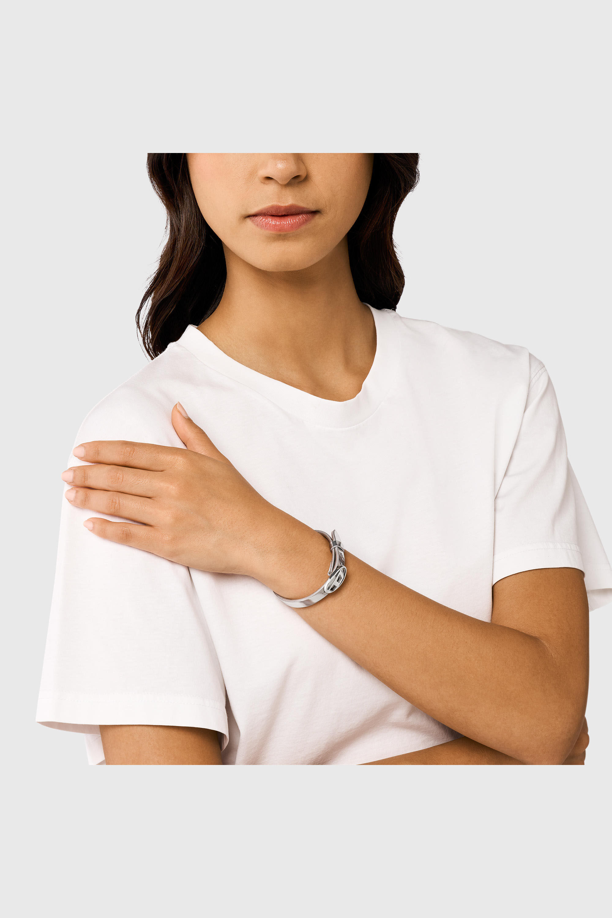 Diesel - DX1518040, Unisex Stapelarmband aus silbernem Leder in Silber - 3