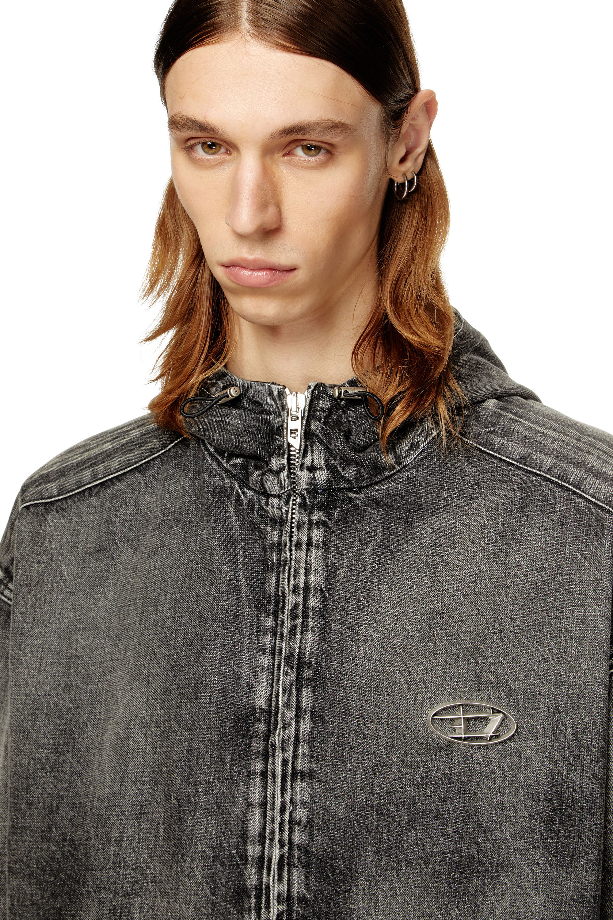 Women's Hooded jacket in faded denim | Black | Diesel