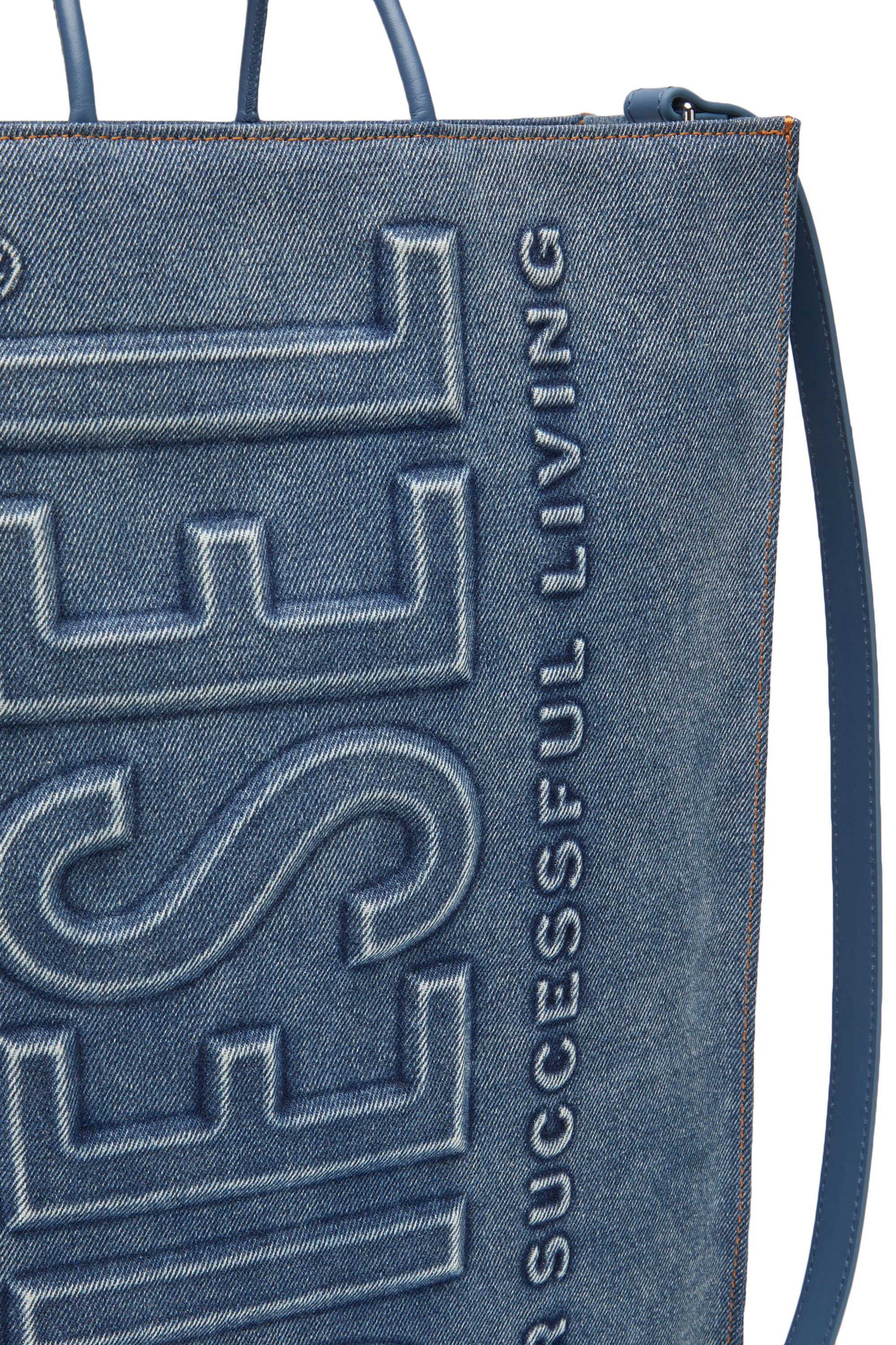 Diesel - DSL SHOPPER 3D L X, Unisex Dsl Shopper 3D L X - Große Tote-Tasche aus überfärbtem Denim in Blau - 2