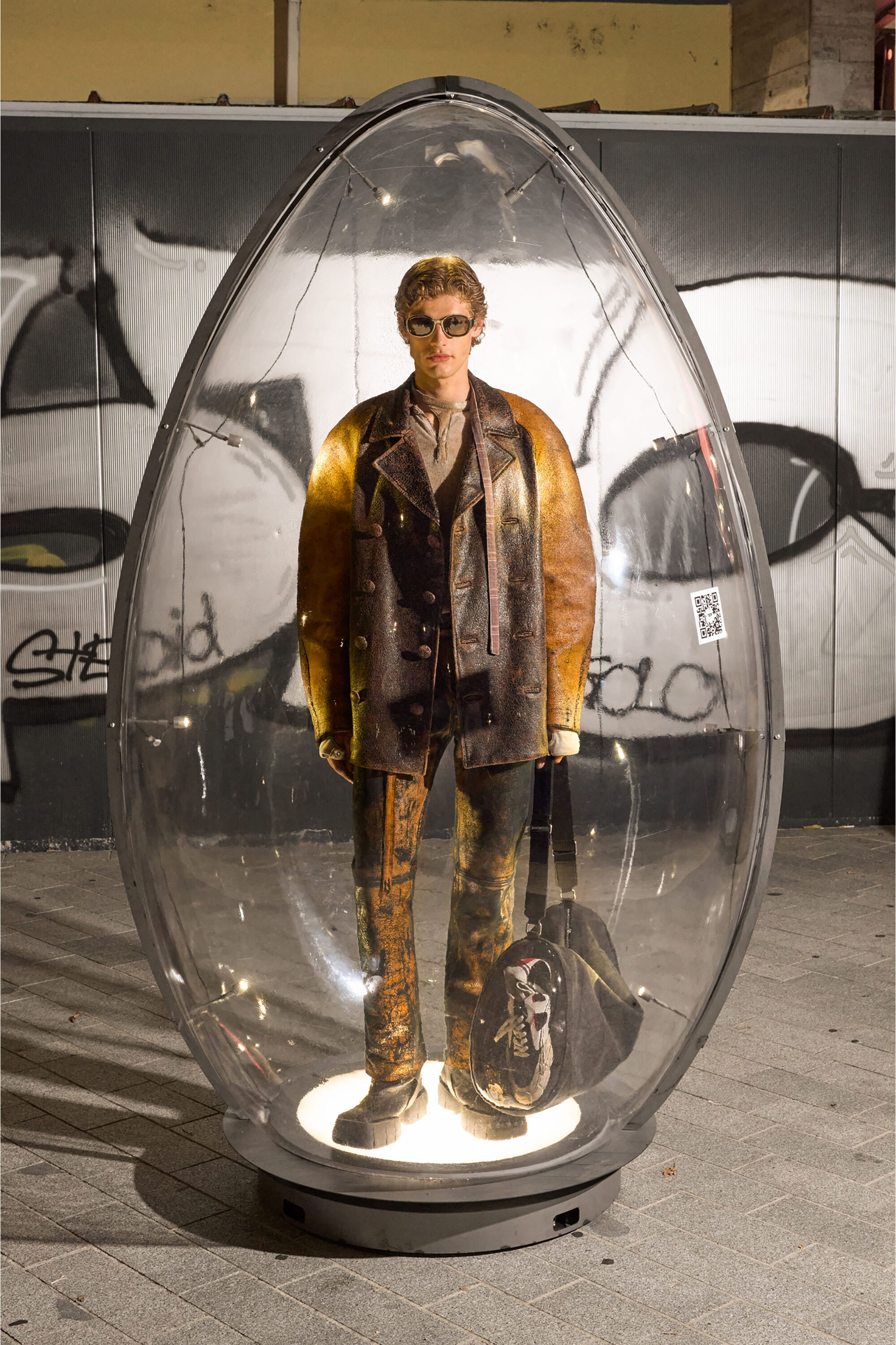 Diesel - L-NAHUN, Herren Cocoon-Mantel im Crackle-Leder in Braun - 6