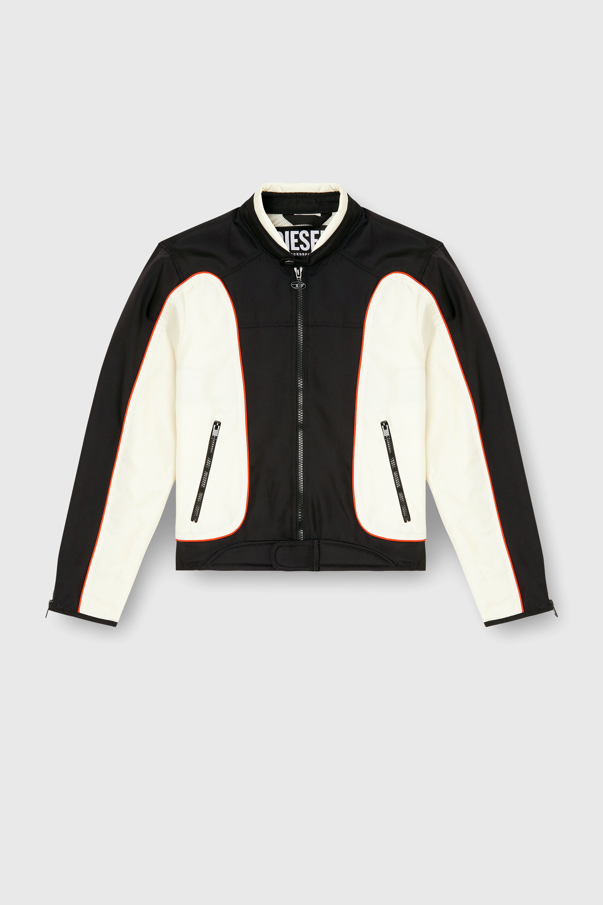 Diesel - J-BLINK-A, Herren Colour-Block-Biker-Jacke mit Paspelierung in Weiss/Schwarz - 2