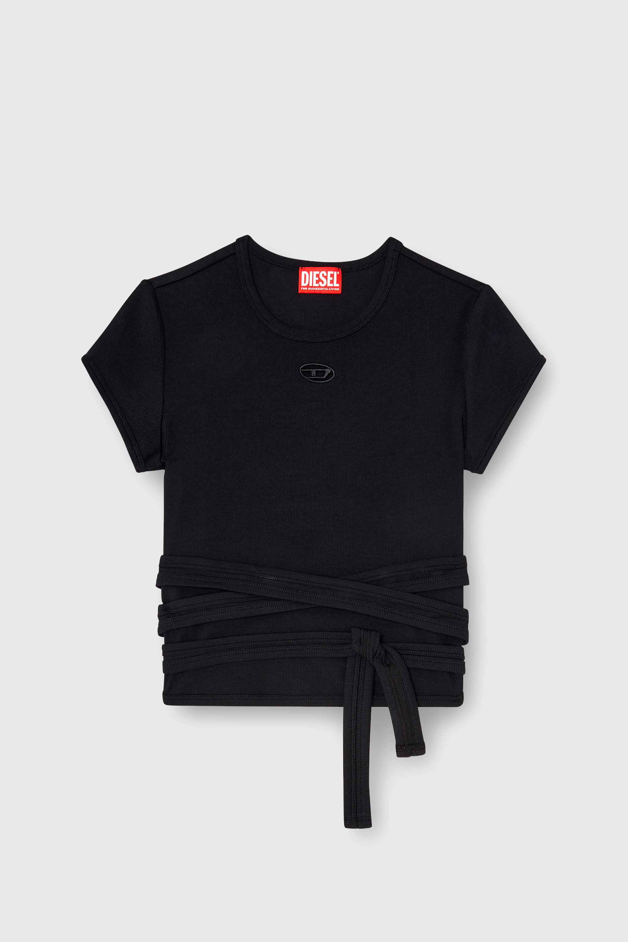 Diesel - T-BUNNY-TAIL-S1, Damen Geripptes Top mit Wickelschn&uuml;ren in Schwarz - 2