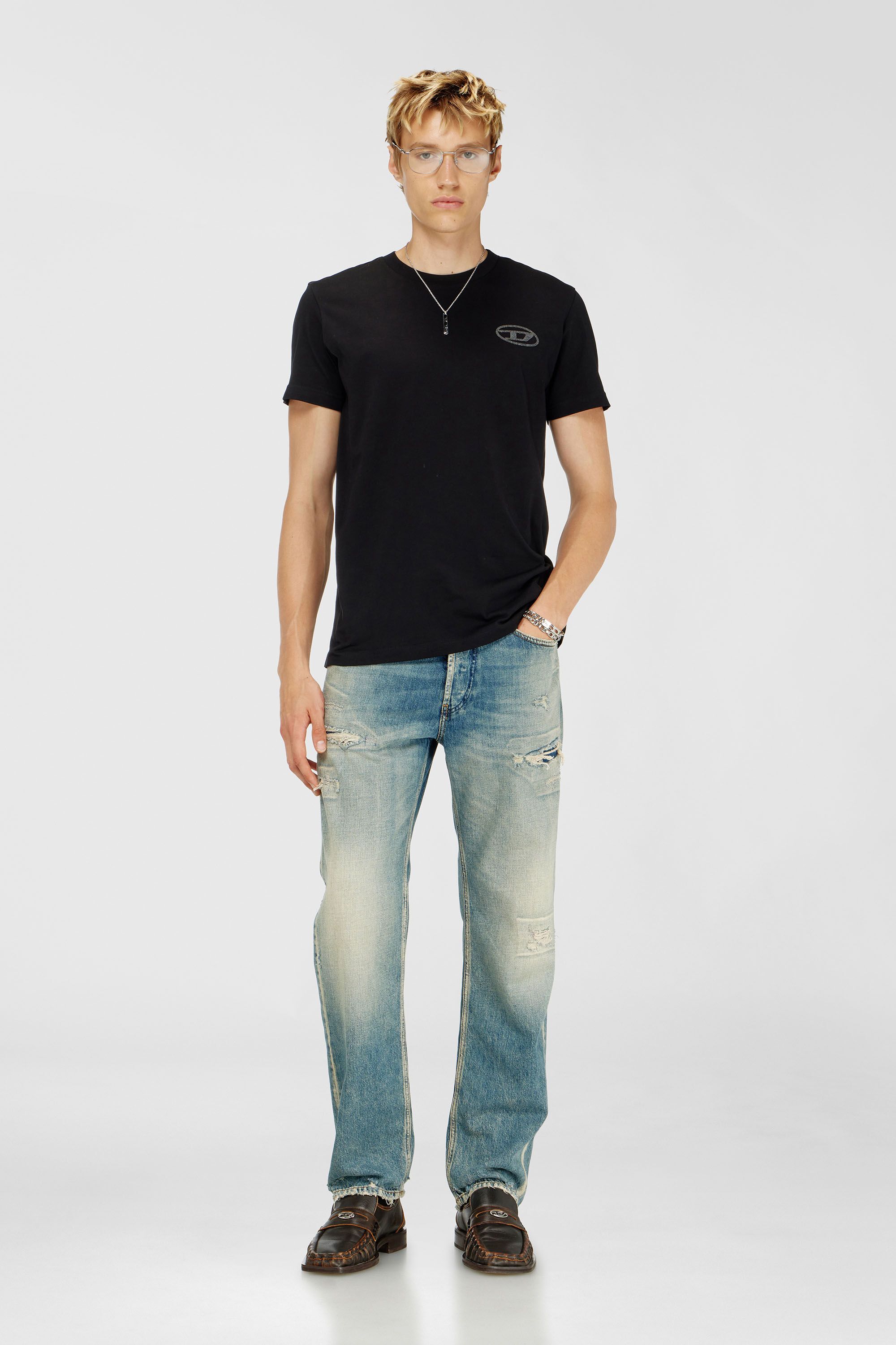 Diesel - T-DIEGO-T92, Herren T-Shirt aus Baumwolle mit Oval D Logo in Schwarz - 1