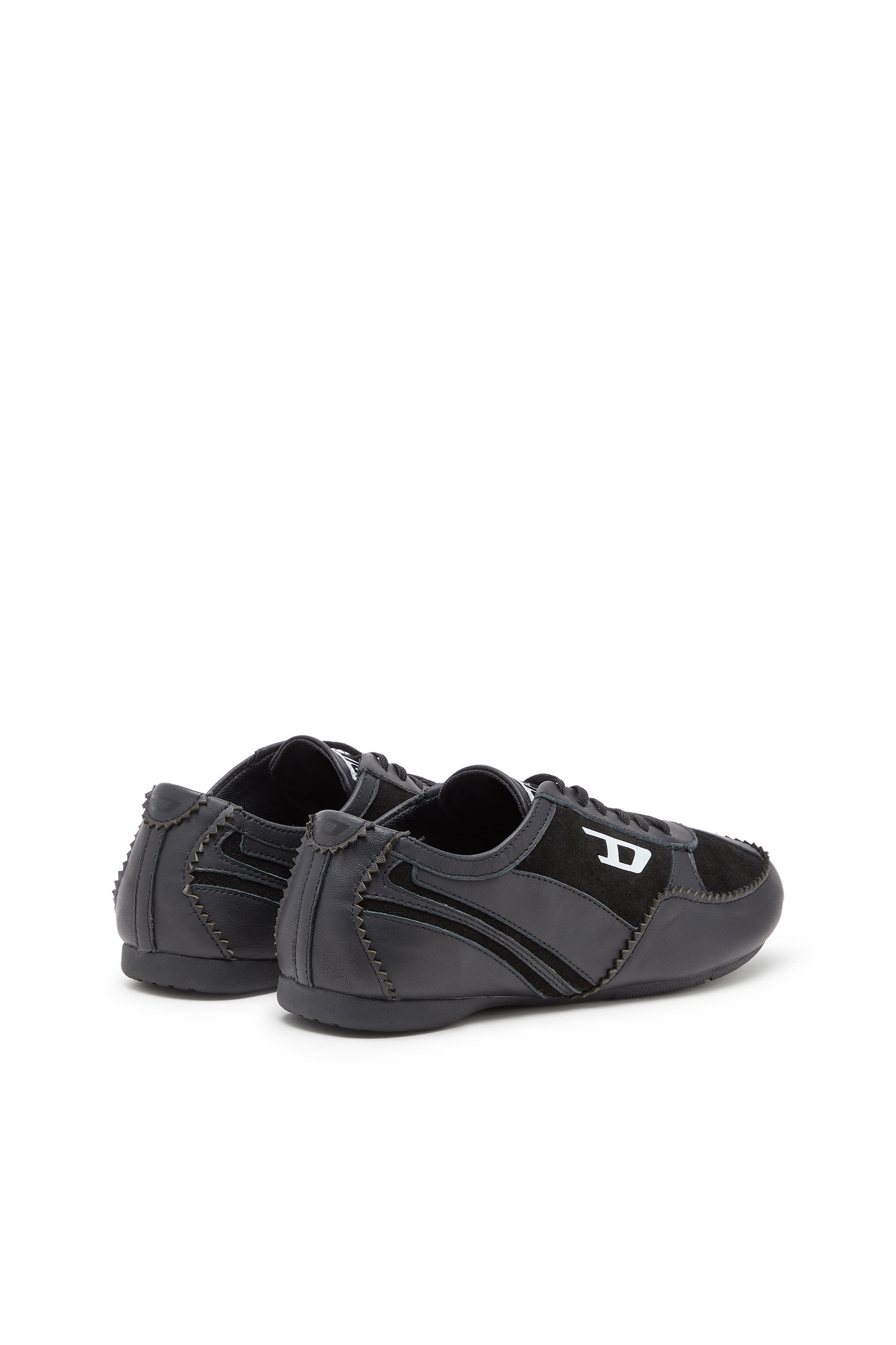 Diesel - D-MILE LOW W, Damen D-Mile-Flat-Sneaker aus Leder und Veloursleder in Schwarz - 3