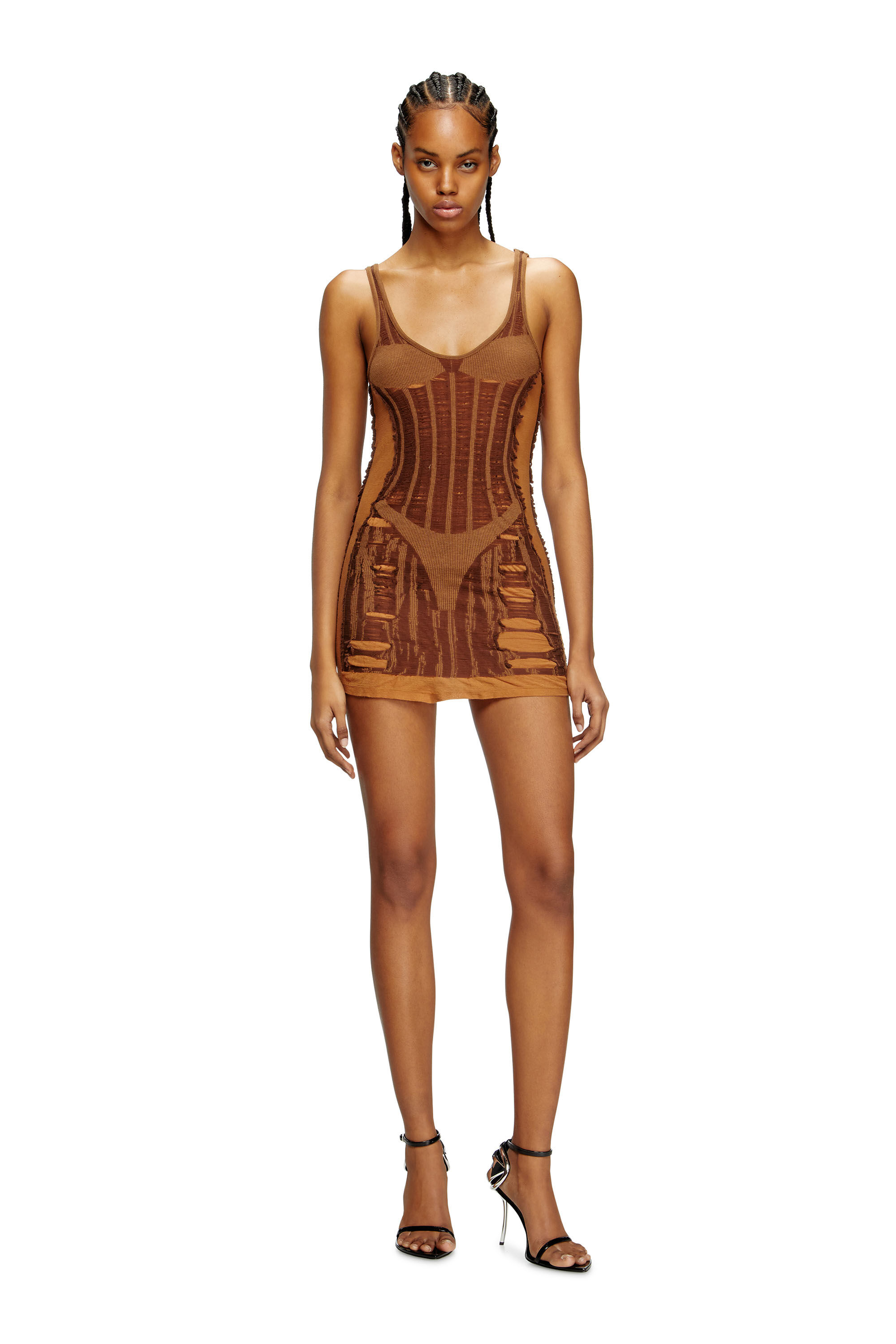 Diesel - M-CALIMERA-SHORT, Damen Minikleid aus vielgetragenem hautengem Strick in null - 1