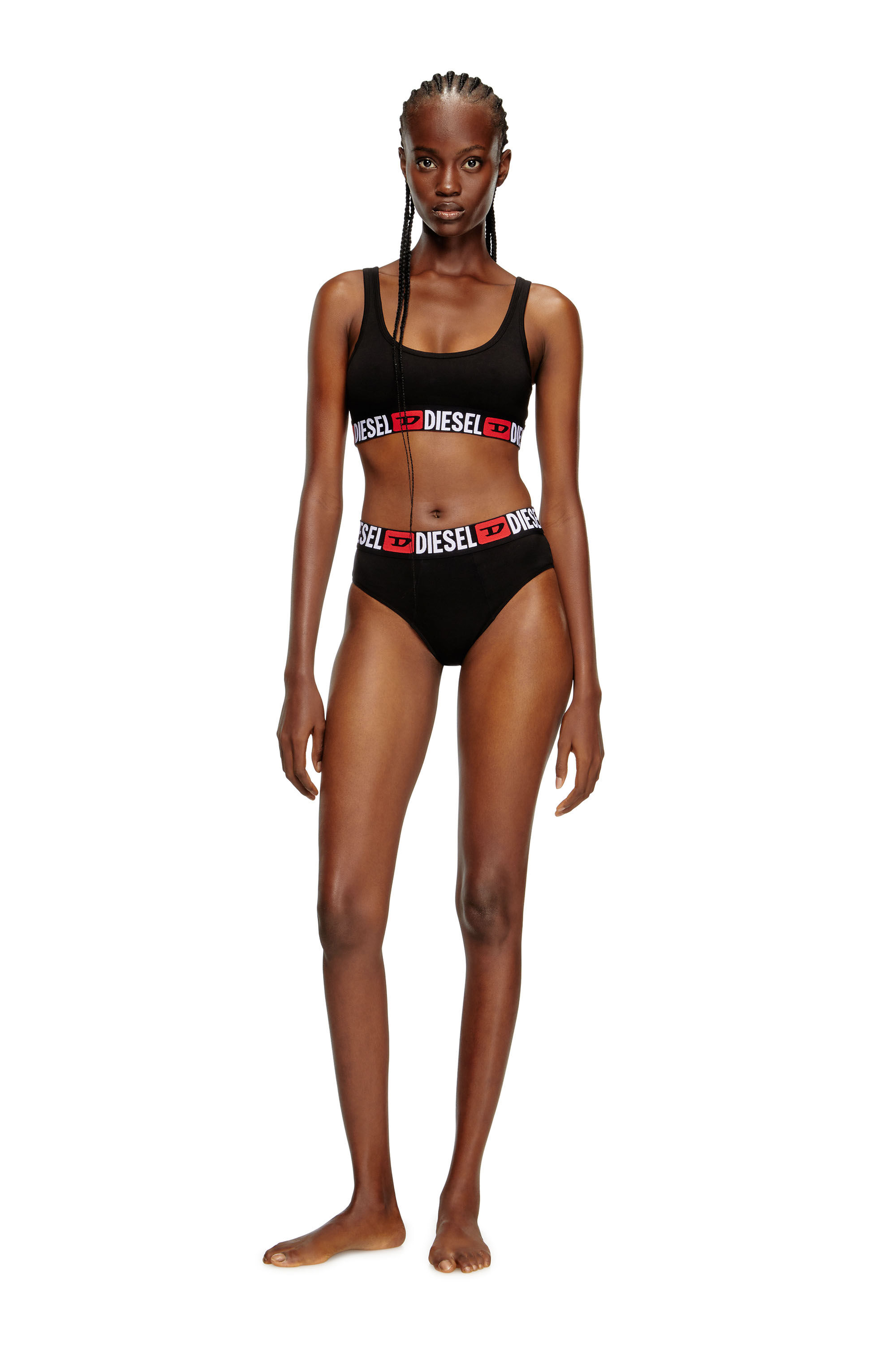 Diesel - UFSB-ORIBA, Damen Bralette mit Logoband in Schwarz - 1