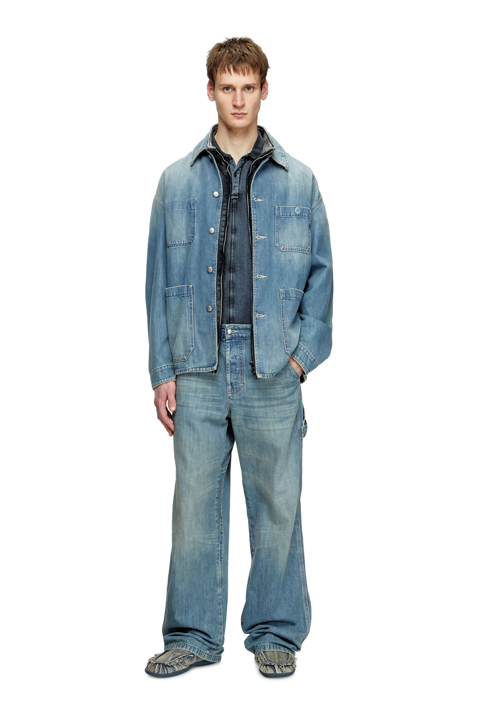 Diesel - D-SHOCK MOC, Herren D-Shock-Loafer aus Denim in vielgetragener Optik in Blau - 7