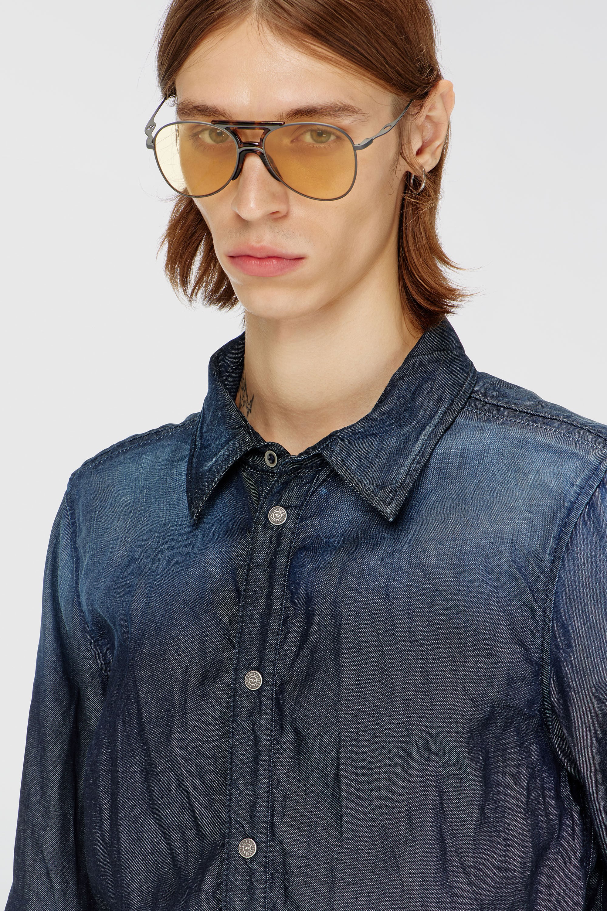 Diesel - D-SYNAR-FSJ1, Herren Hemd aus geknittertem Denim in Dunkelblau - 5