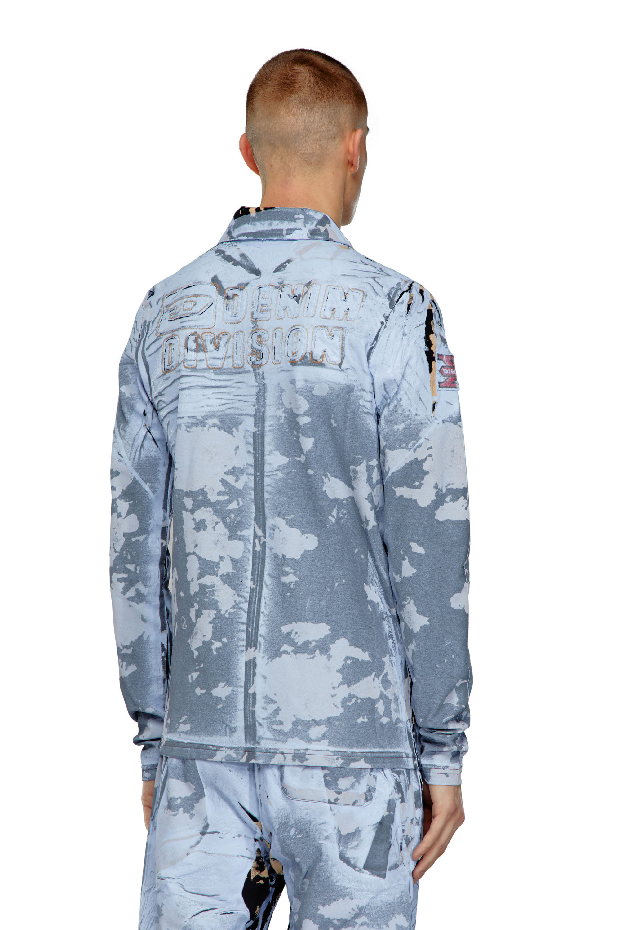 Diesel - S-CORSE-P1, Unisex Reißverschluss-Shirt aus beschichtetem Jersey in Blau - 4