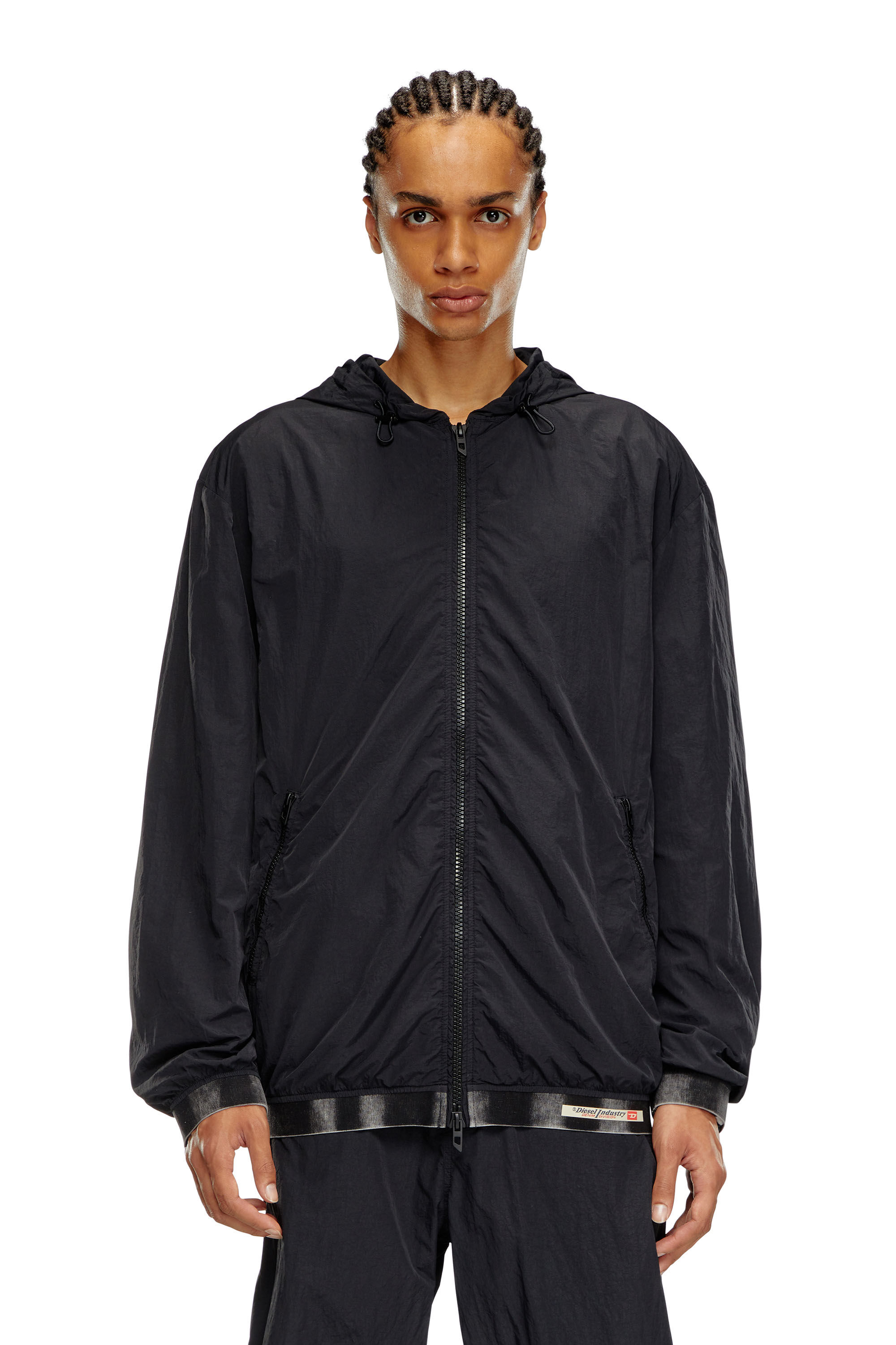 Herren Windbreaker aus recyceltem Shell | Schwarz | Diesel