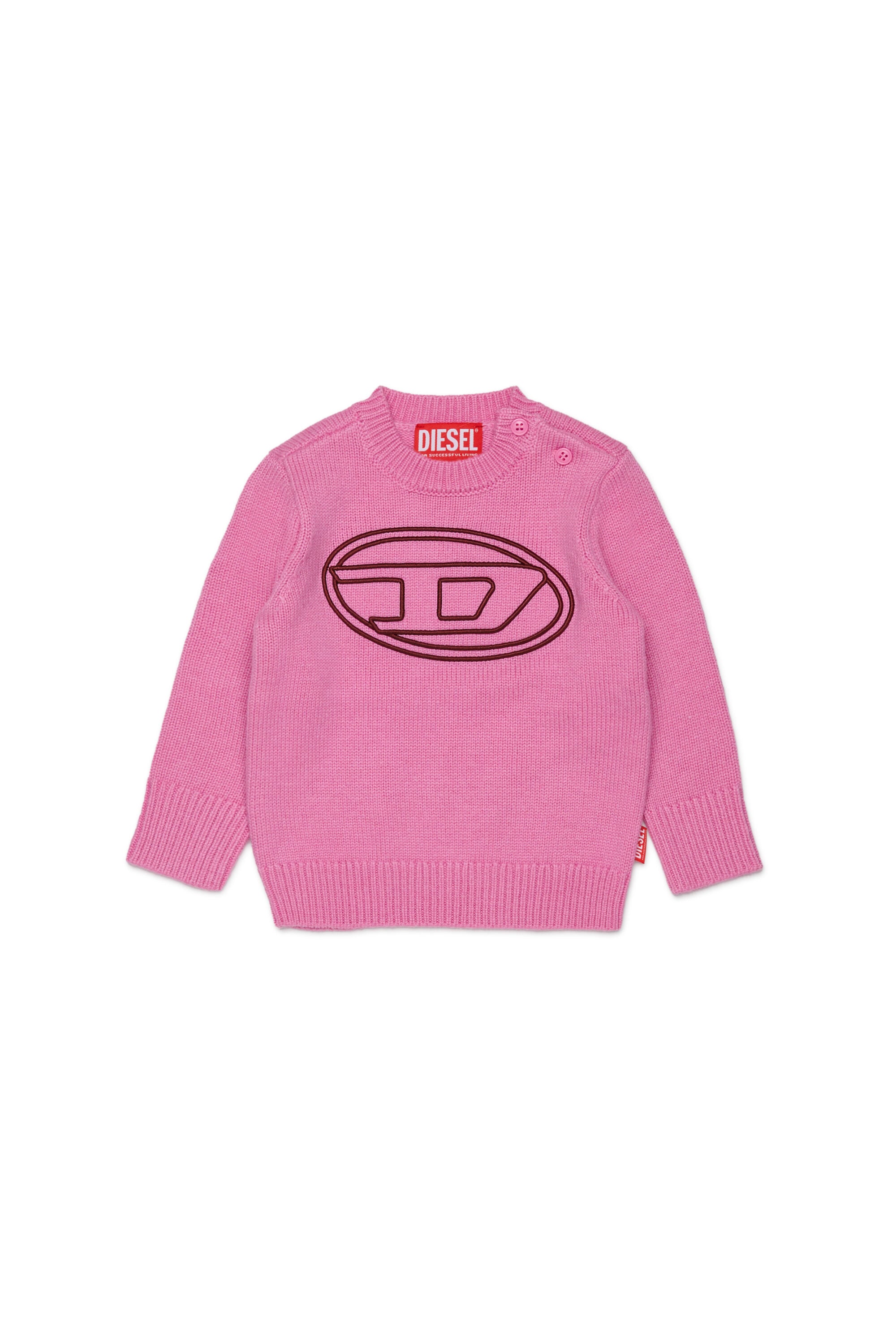 Diesel - KOMYB, Herren Pullover mit Kaschmiranteil und gro&szlig;em Oval D in Rosa - 1
