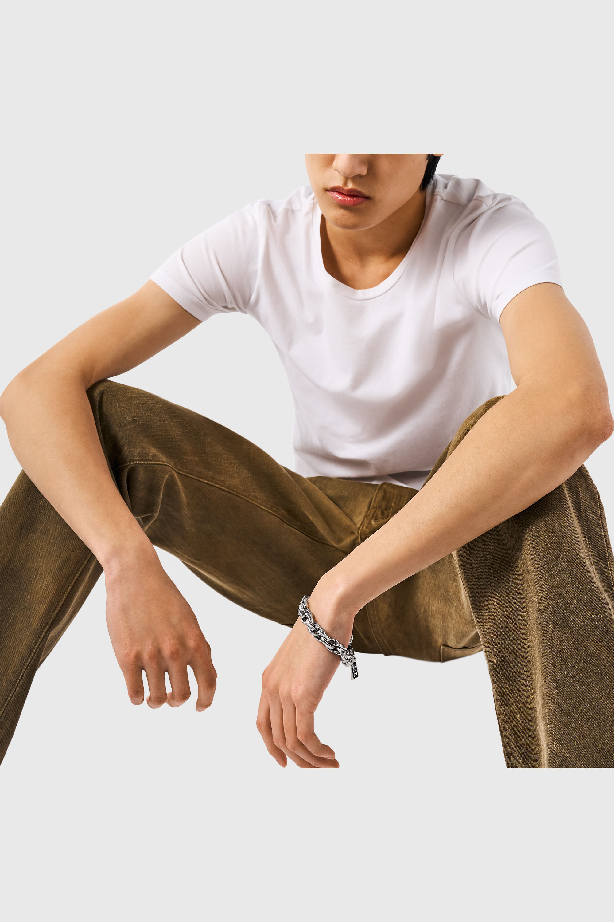 Diesel - DX1514, Unisex Gliederarmband mit schwarzem Achat in Silber - 4