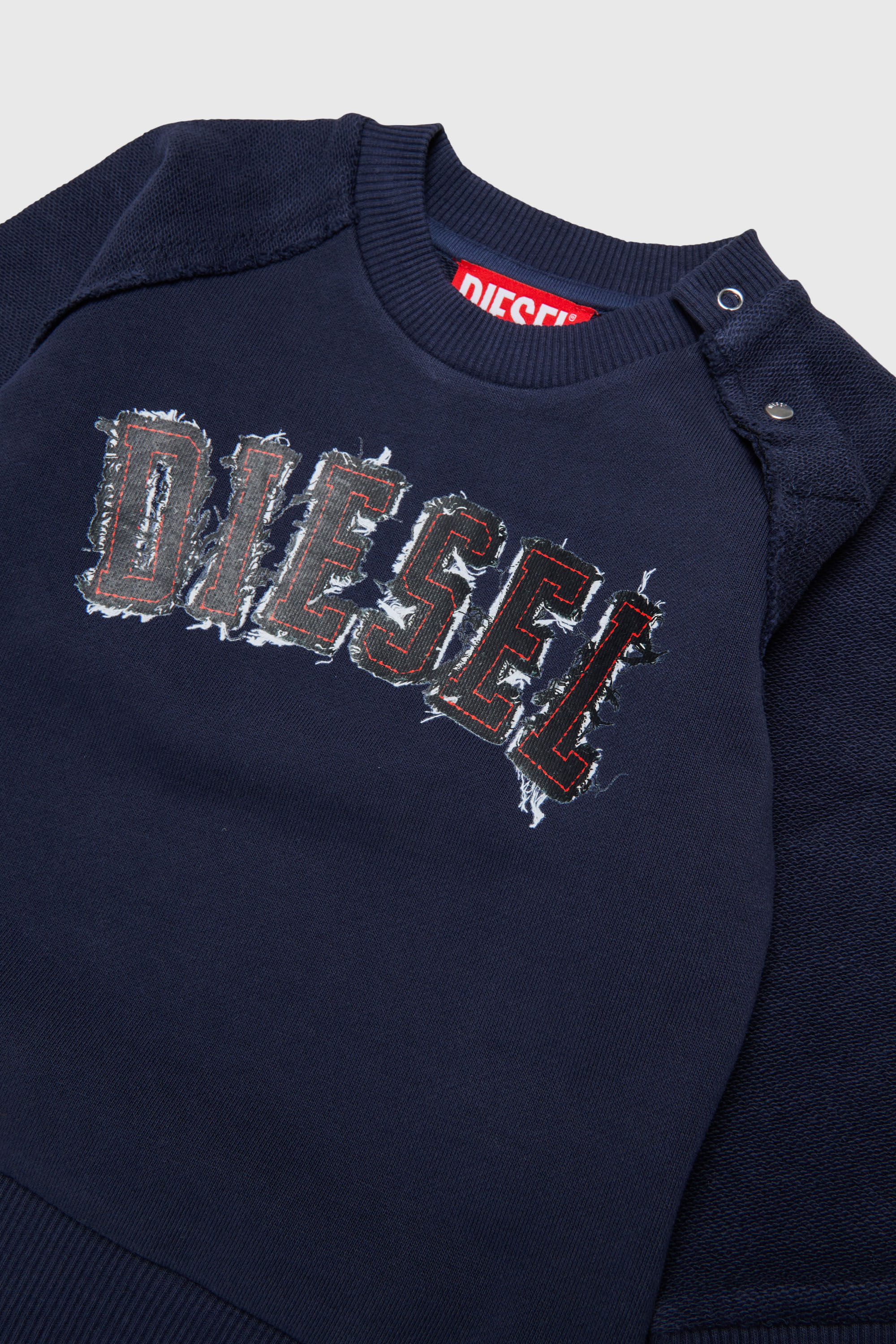 Diesel - SEANSB, Herren Baumwoll-Sweatshirt mit Logo im Frayed-Effekt in Dunkelblau - 3
