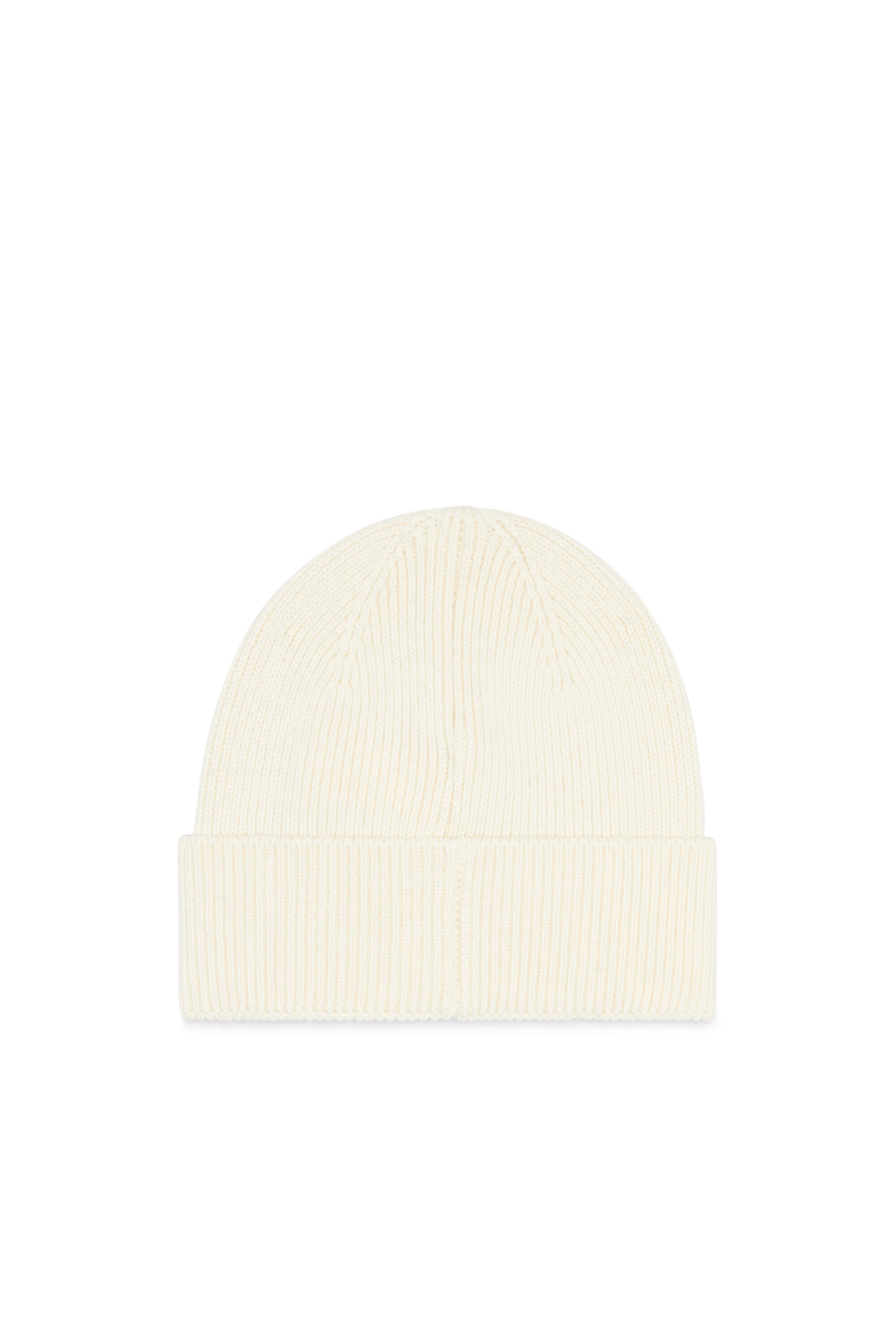 Diesel - K-CODER-FULLY B, Unisex Gerippte Beanie-Mütze mit D-Stickerei in Weiß - 2