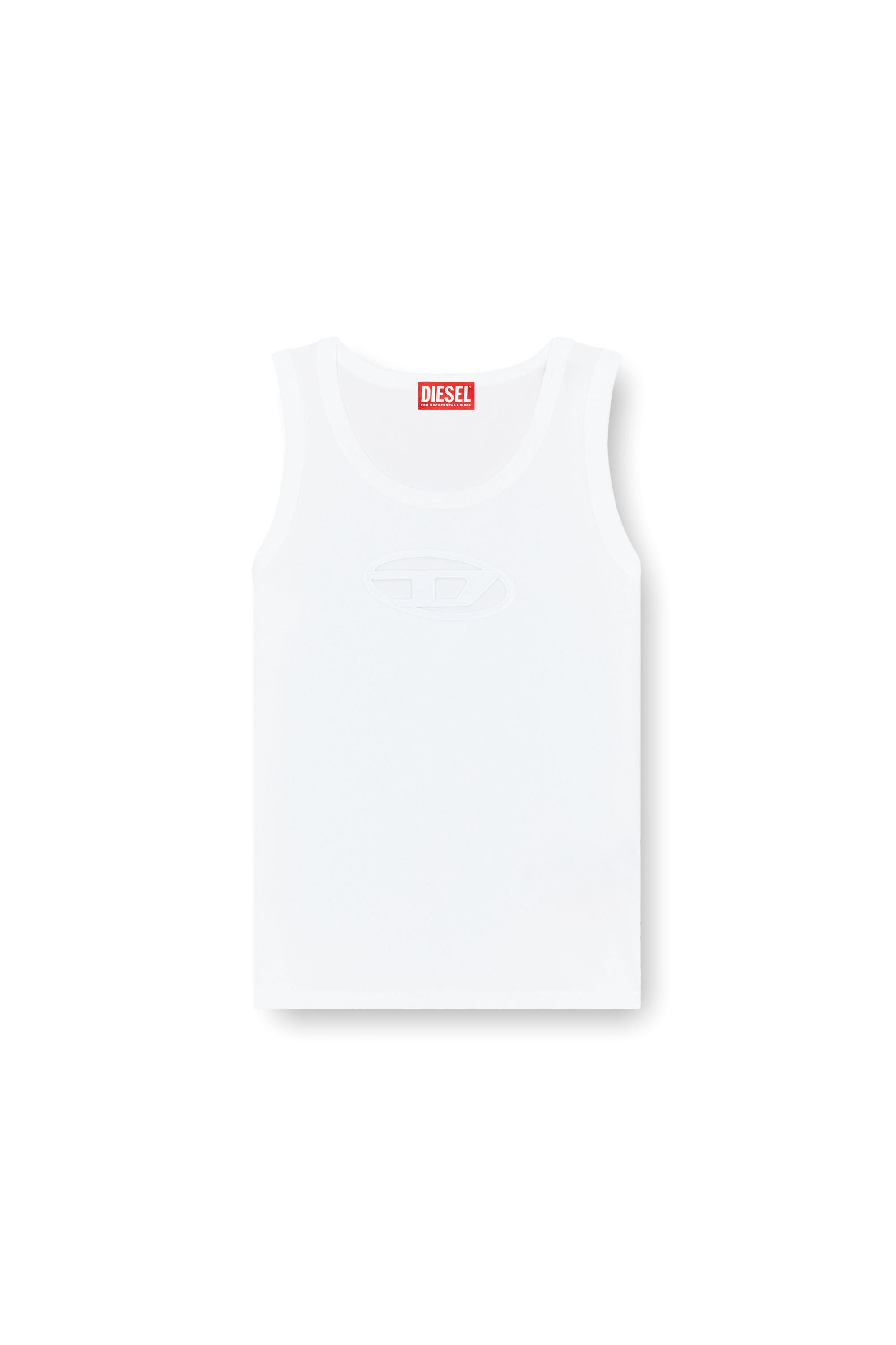 Diesel - T-LYNYS-OD, Damen Tanktop mit ausgeschnittenem Oval D-Logo in Weiß - 2