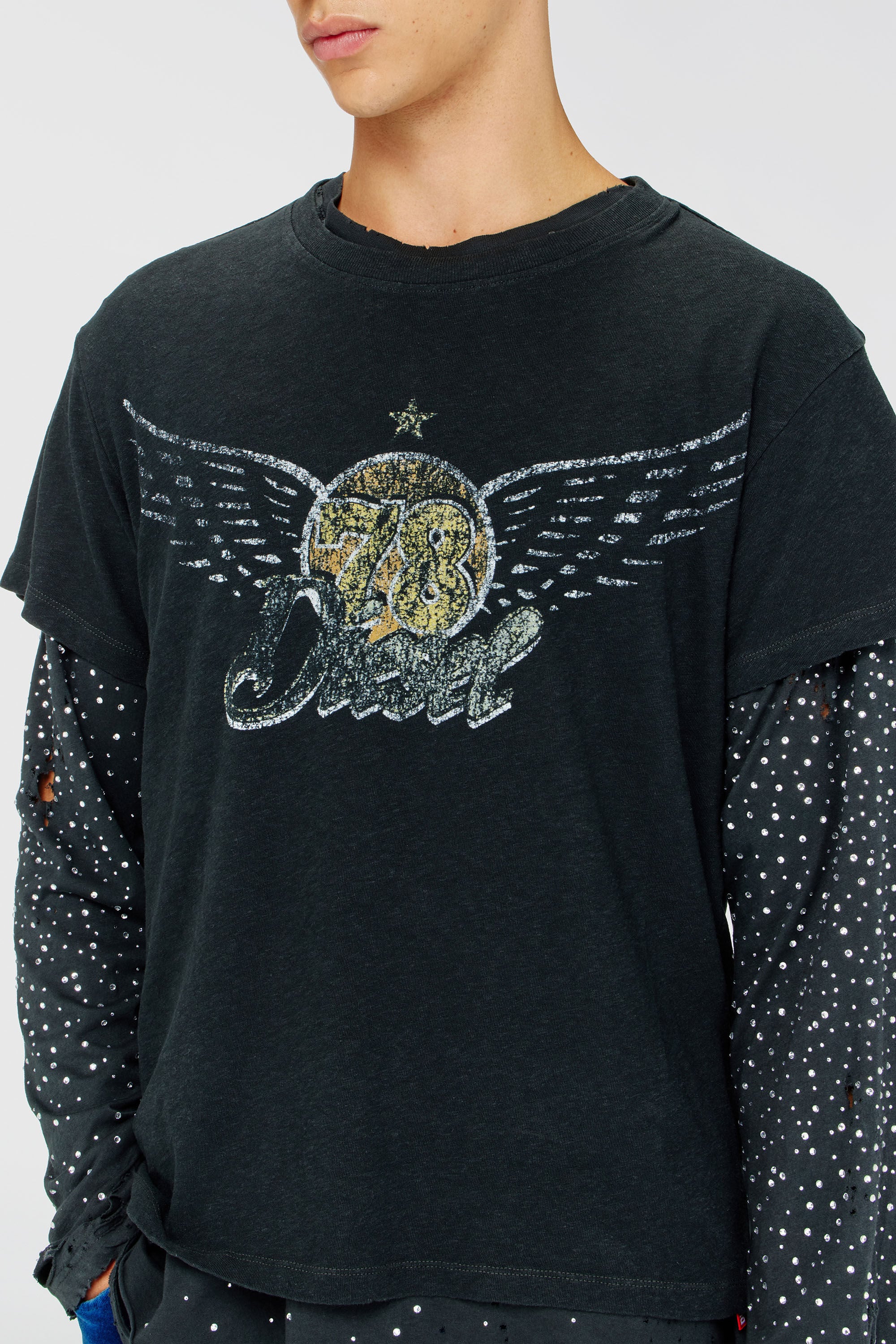 Diesel - T-GERIO-A, Herren T-Shirt aus Baumwolle-Hanf mit Konzertgrafik in Schwarz - 5