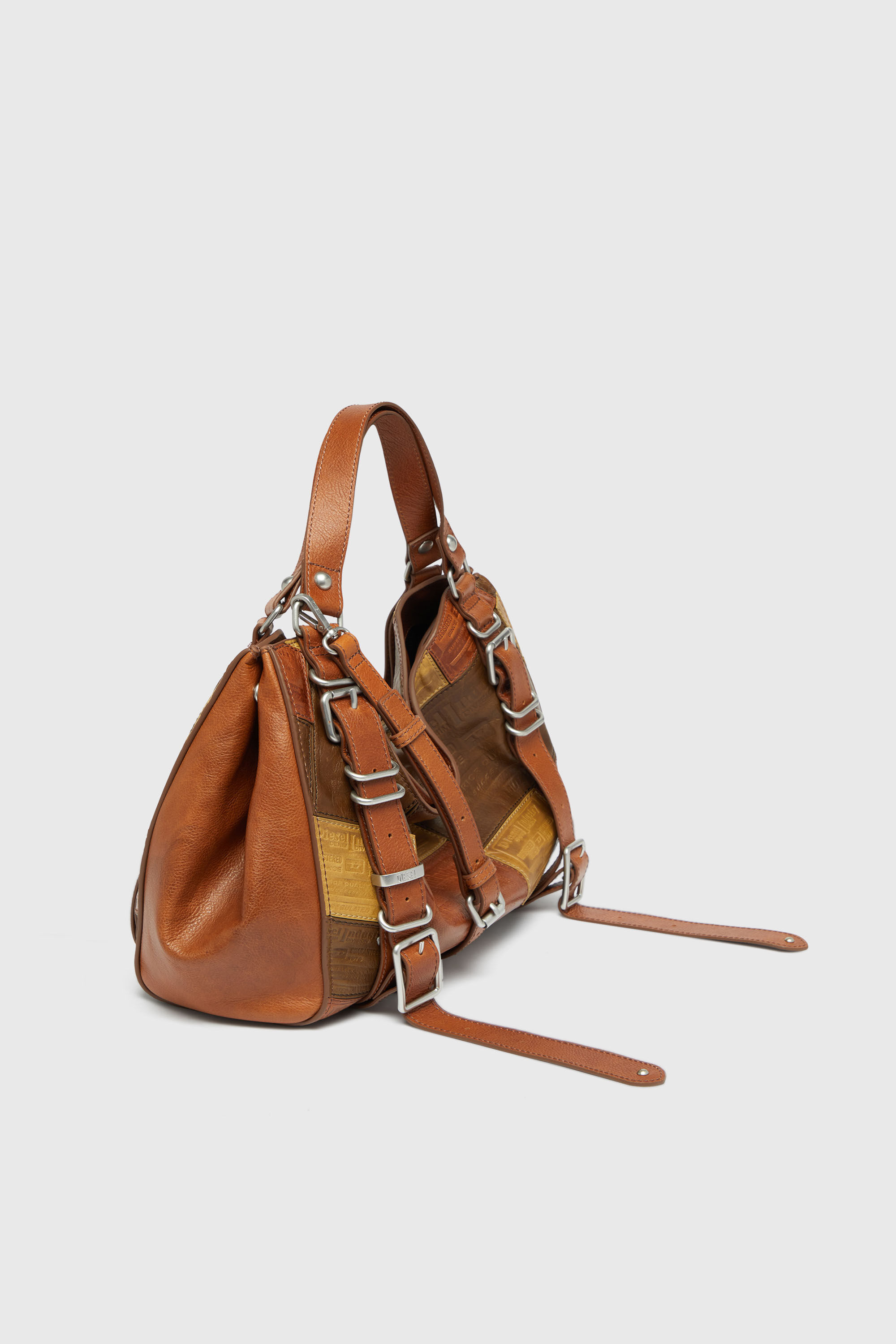 Diesel - D-ONE TOPHANDLE M, Unisex D-One-Medium Henkeltasche aus Patchwork-Leder in Braun - 5