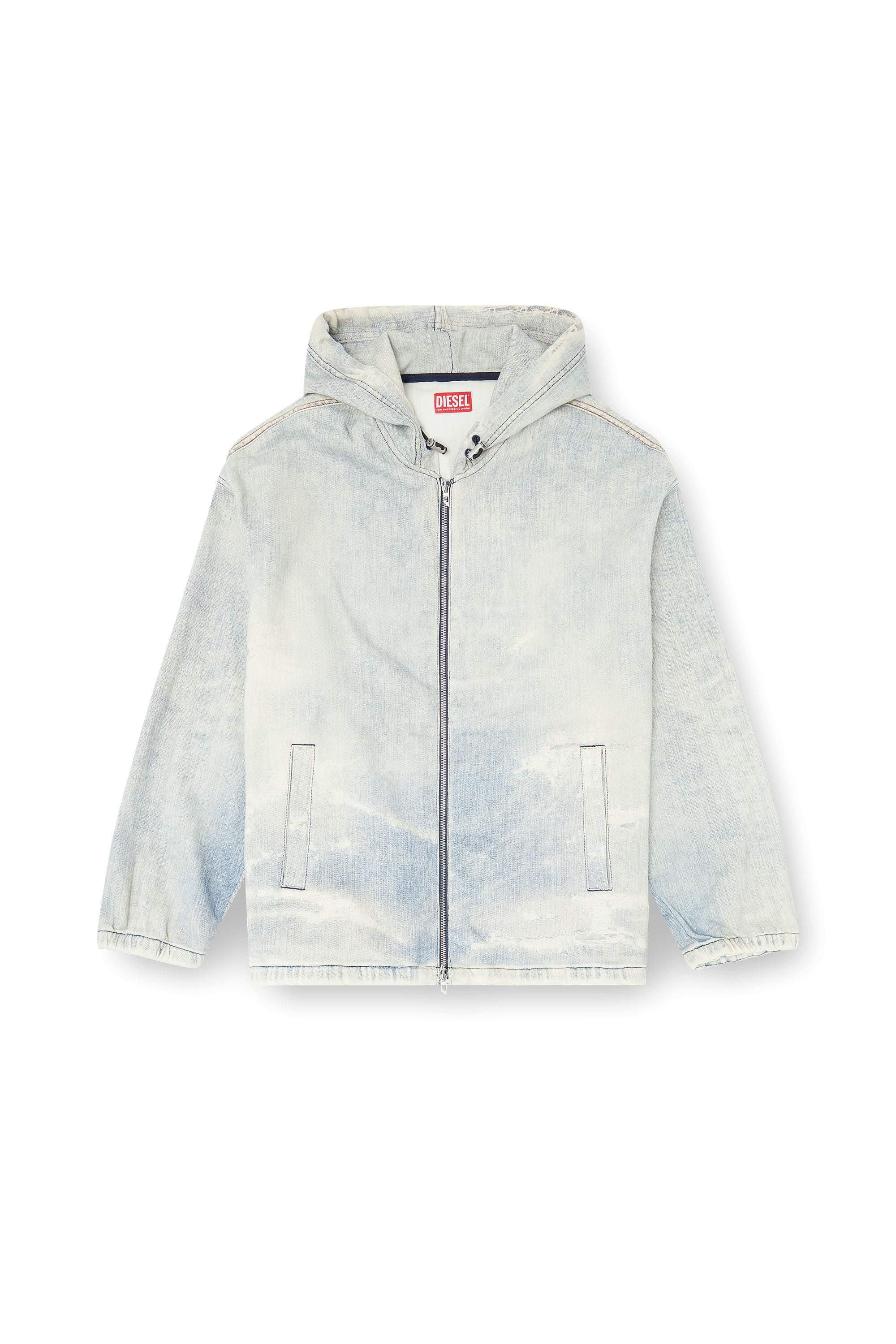 Diesel - D-WYNNY JOGG, Herren Hooded JoggJeans jacke mit trompe-l&rsquo;oeil in Hellblau - 2